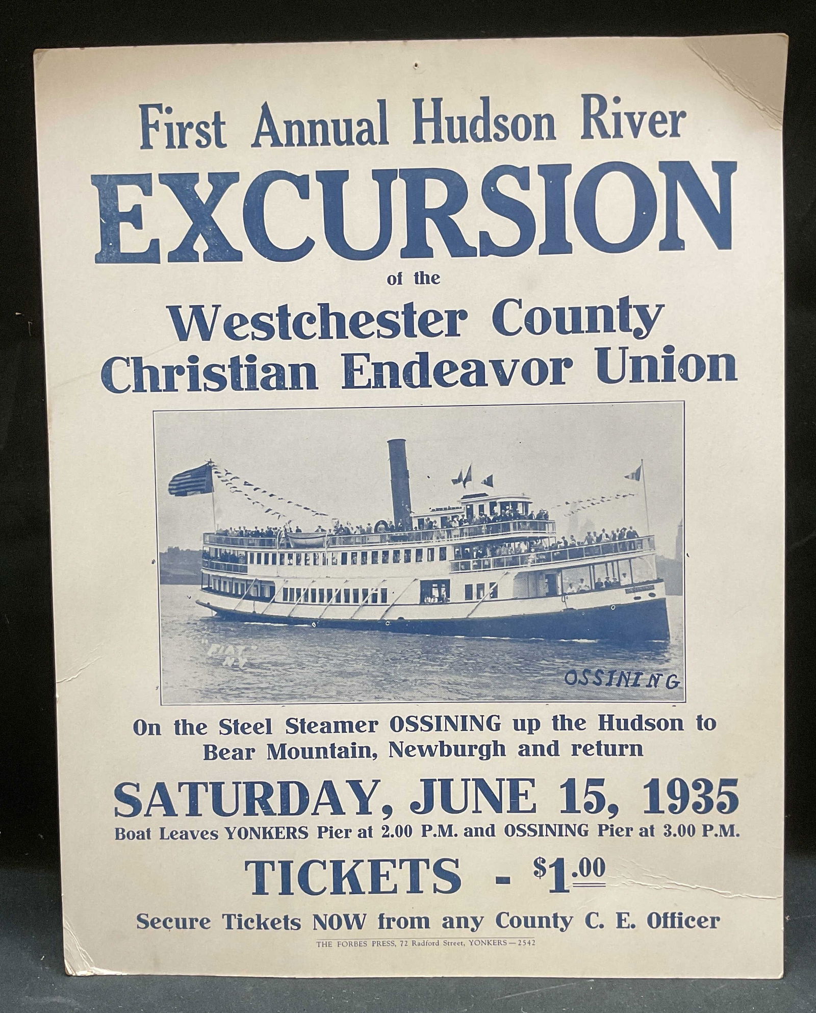1935 1st Annual Hudson River Steamship Poster (1 of 6)