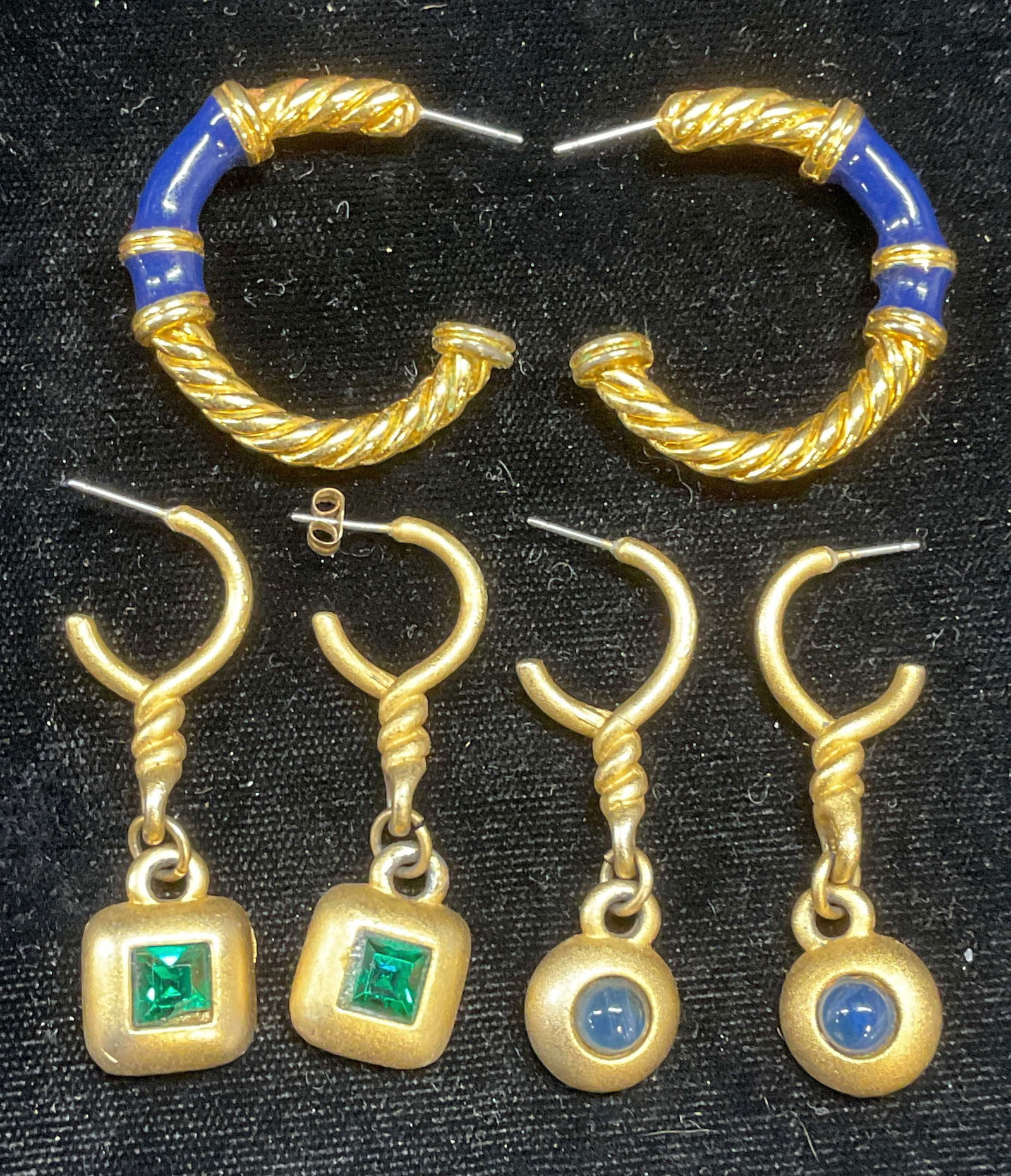 Lot 3 gold Tone Crystal & Enamel Earrings (1 of 6)