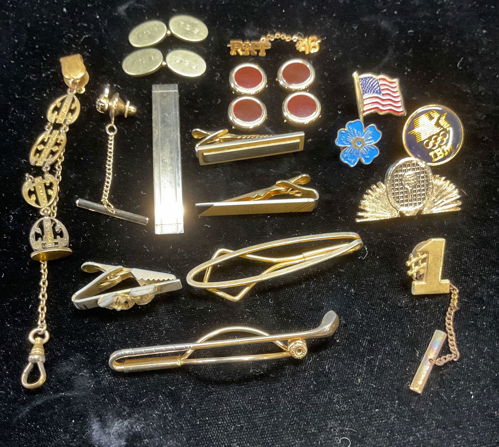 Group Lot 20 Tie Pins, Clips, Buttons, Swank + (1 of 8)