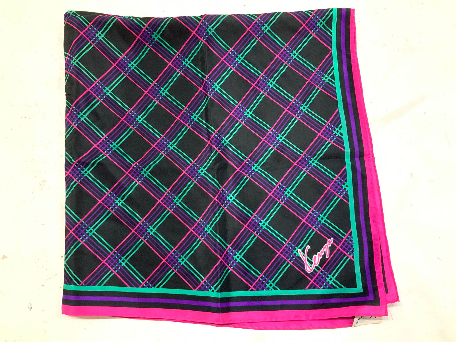 Vntg Kenya Geometric Print Silk Scarf JAPAN (1 of 6)
