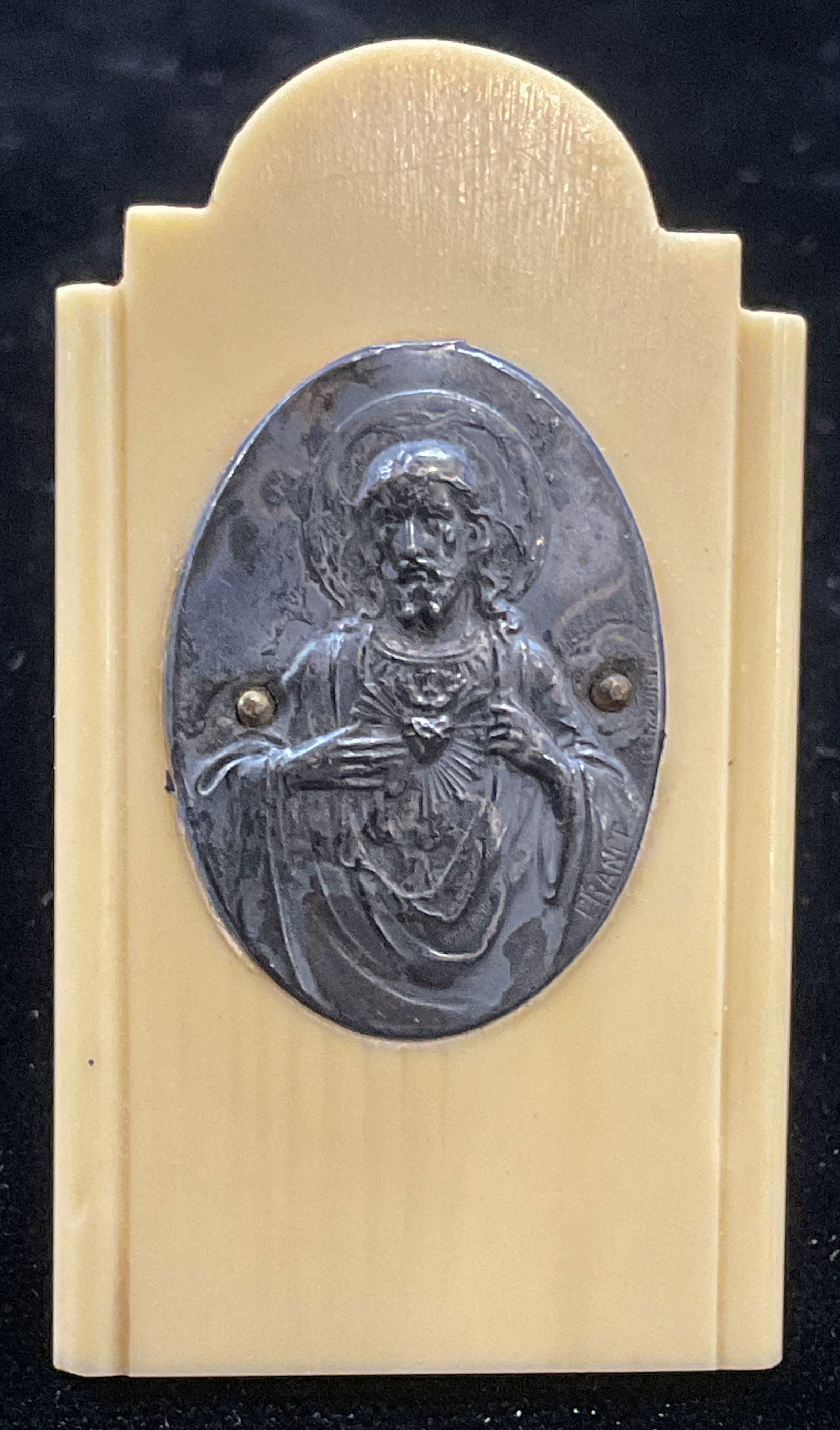Silver Pl Sacred Heart Jesus Plaque, France (1 of 6)