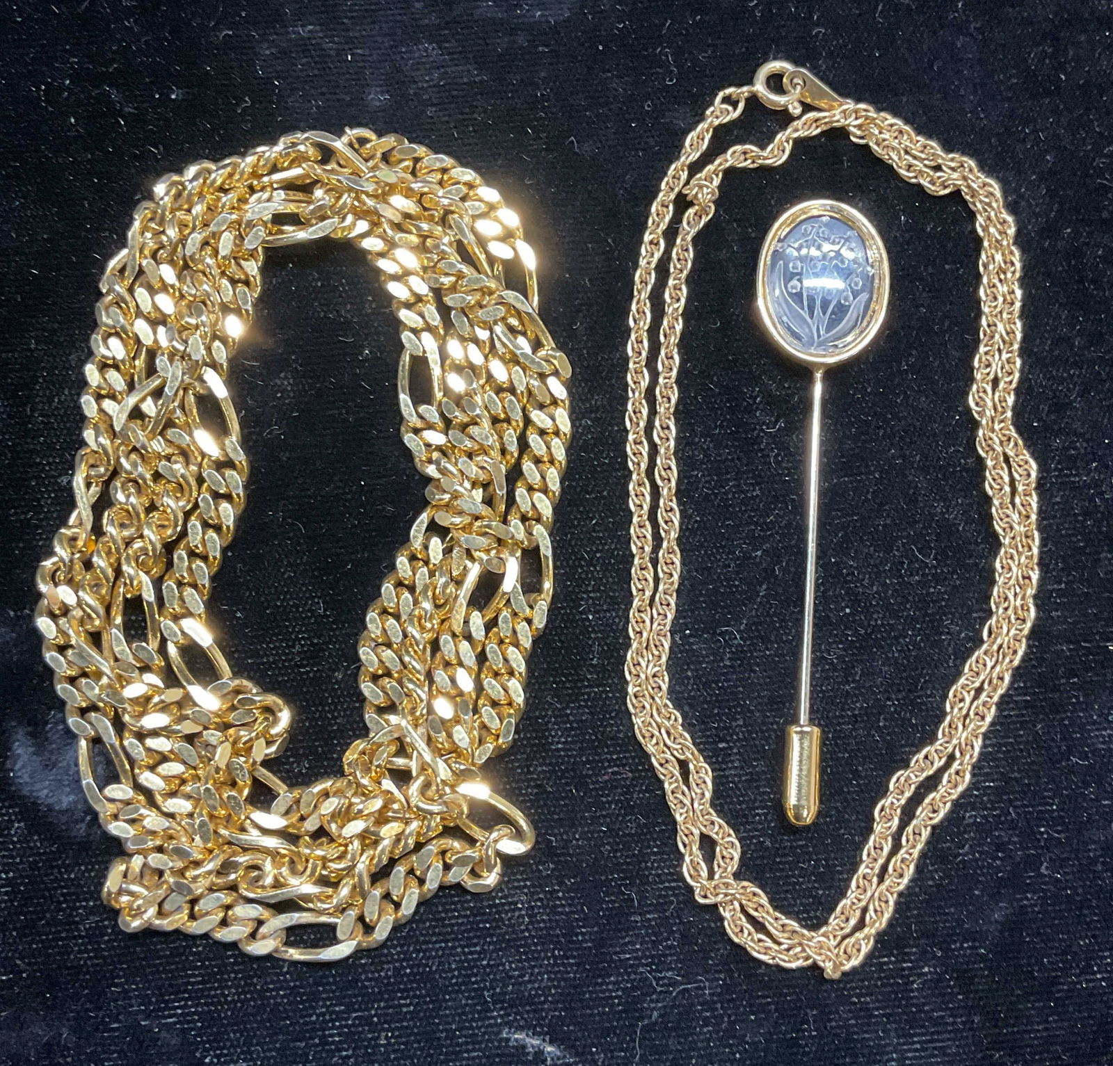 Lot 3 Gold Tone Necklaces & Stick Pin Monet, Avon+ (1 of 8)