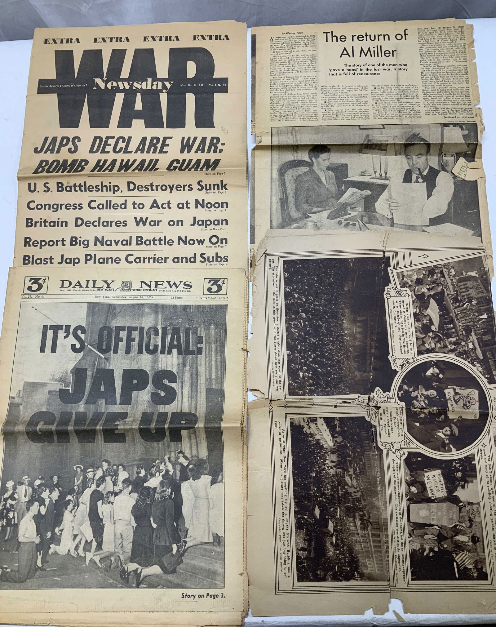 Lot 6+ World War II Newspaper Ephemera DAILYNEWS+ (1 of 8)