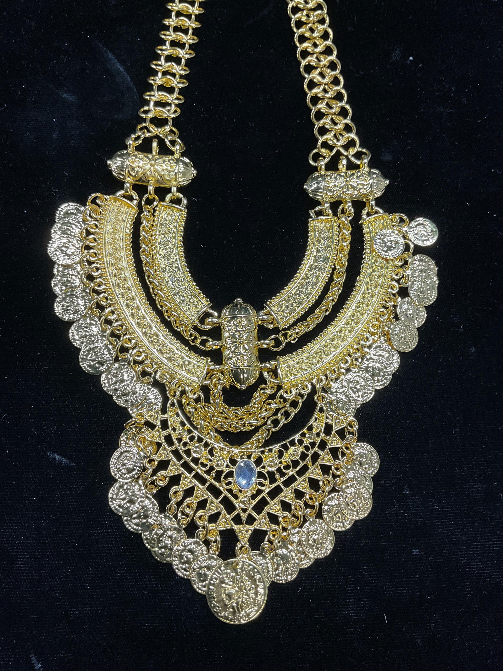 Gold Tone Crystal Chandelier Statement Necklace (1 of 6)