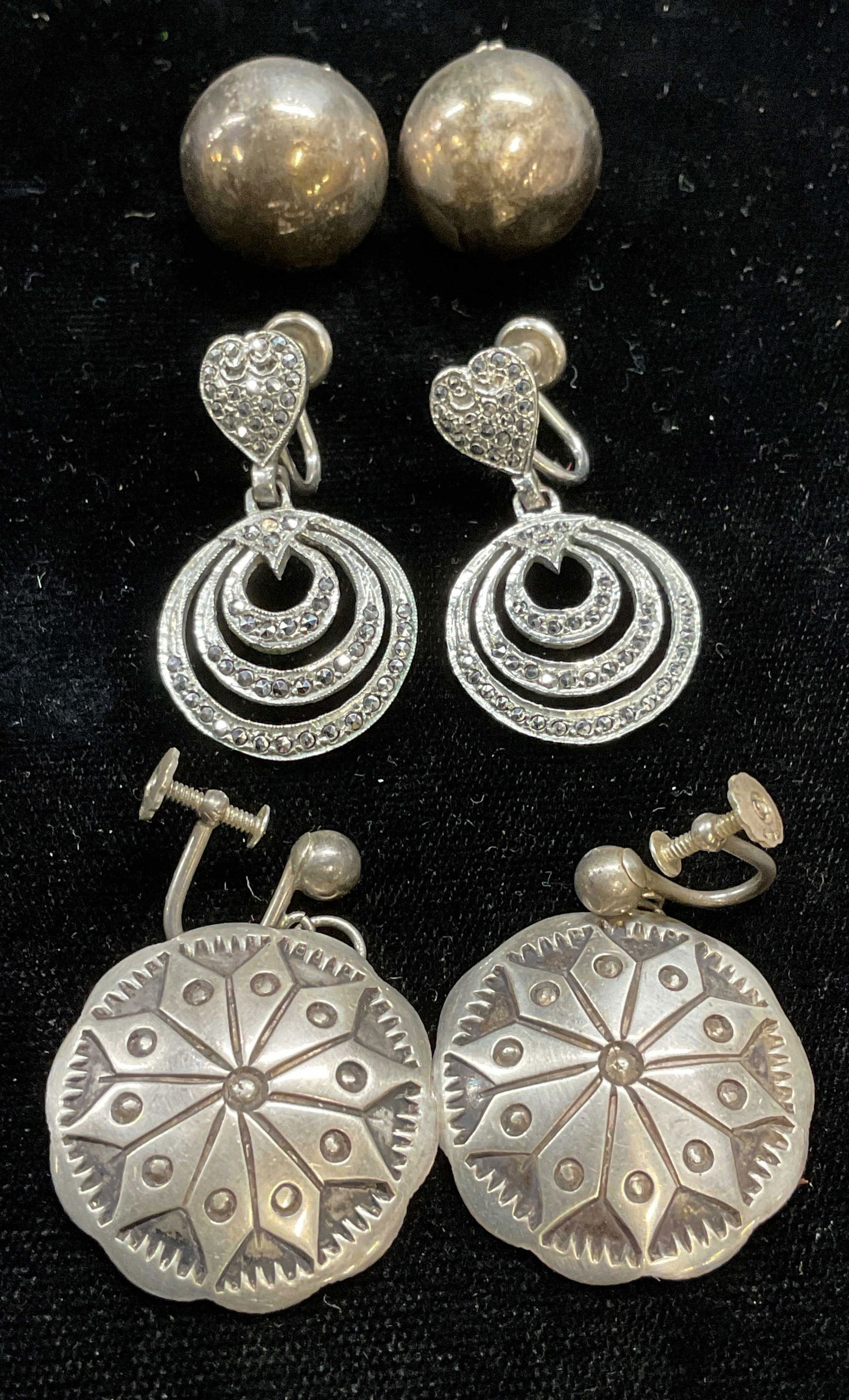 Lot 3 Sgn Sterling Silver Disc & Stud Earrings (1 of 7)