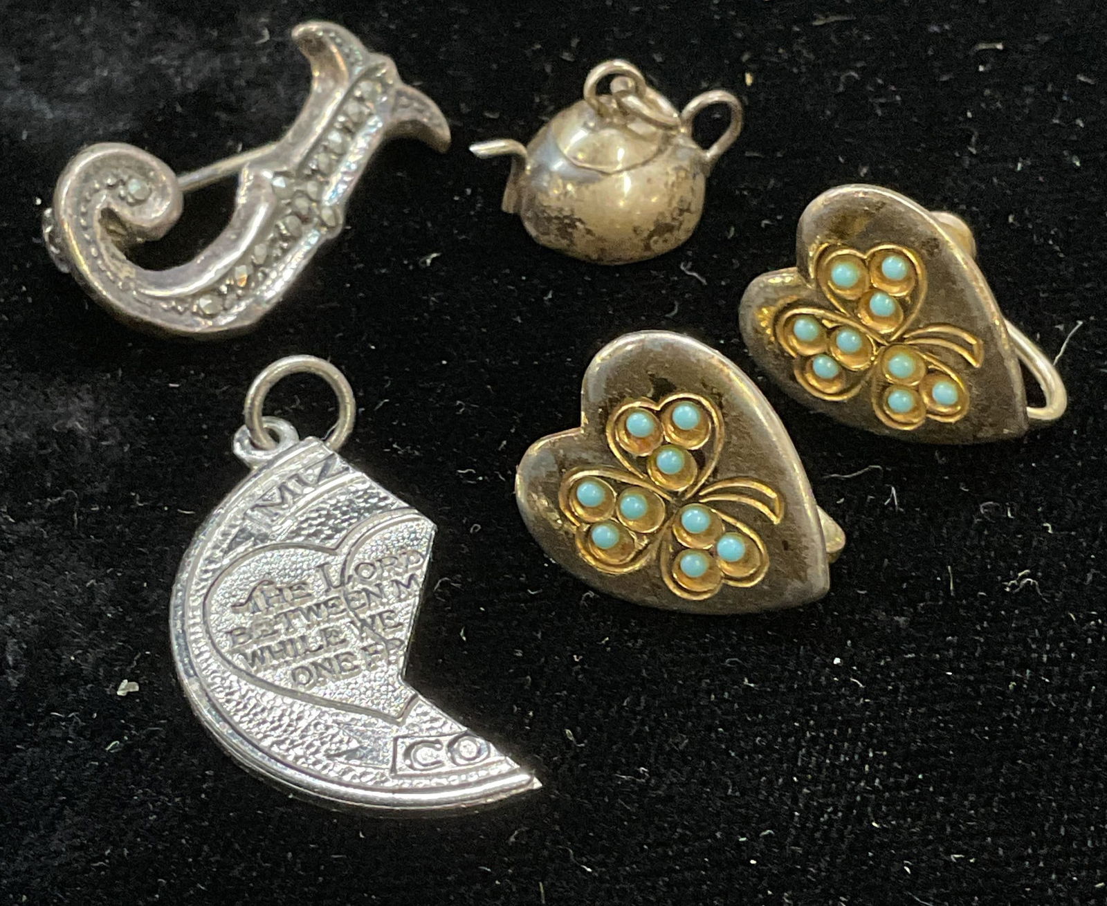 Lot 4 Coro Sterling Silver Heart Earrings + (1 of 9)