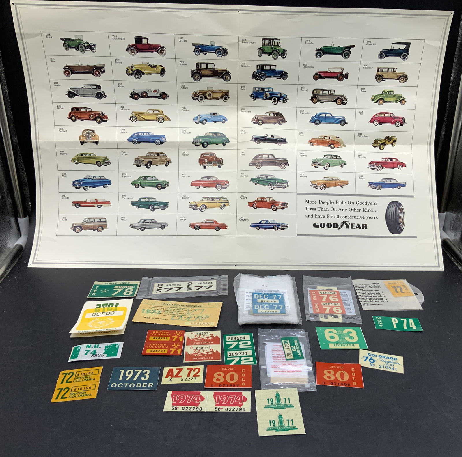 Lot 20+ Vntg GOODYEAR Poster & Registration Stckrs (1 of 13)