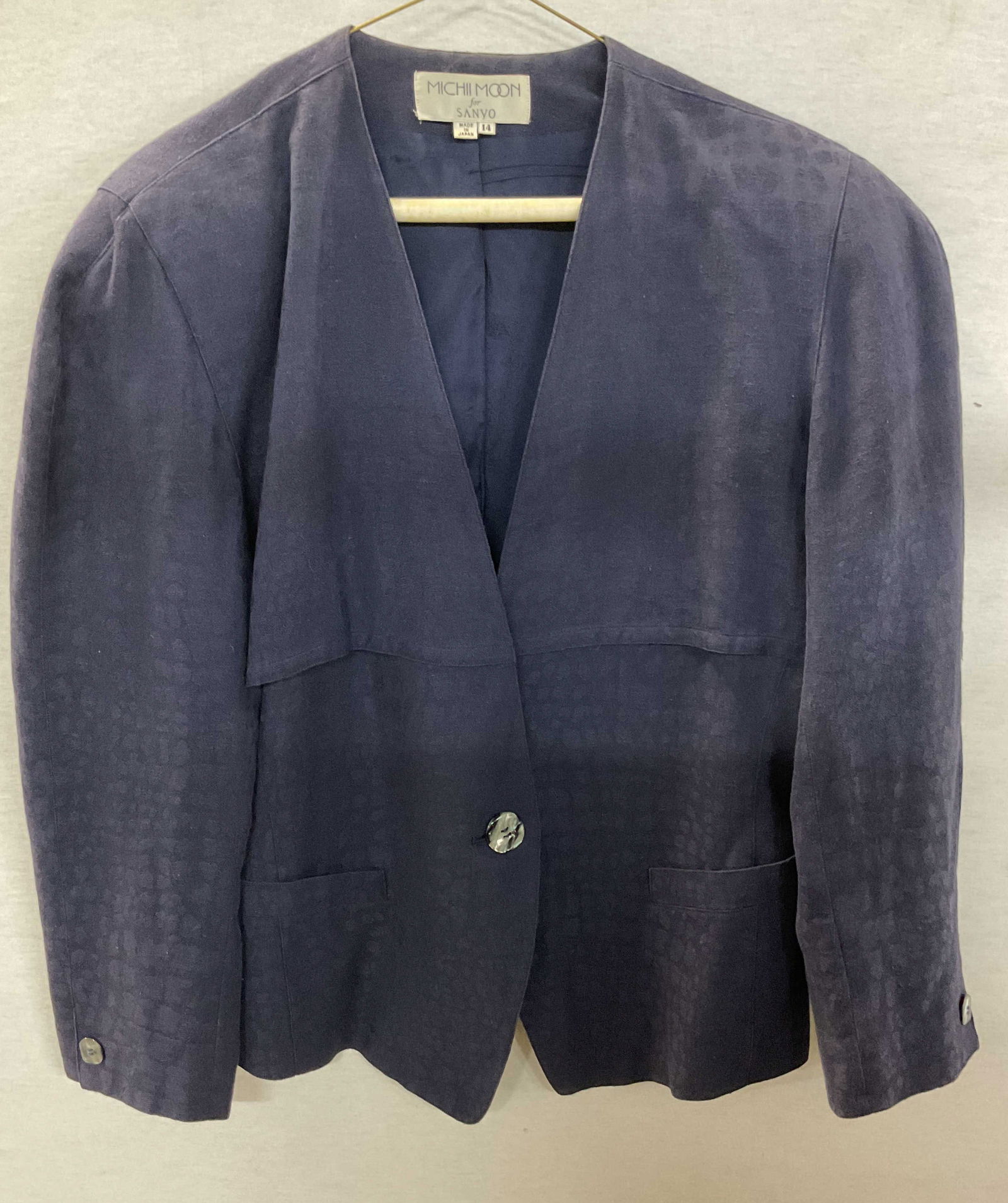 Vtg Michii Moon for Sanyo Blue Linen Jacket Japan (1 of 6)