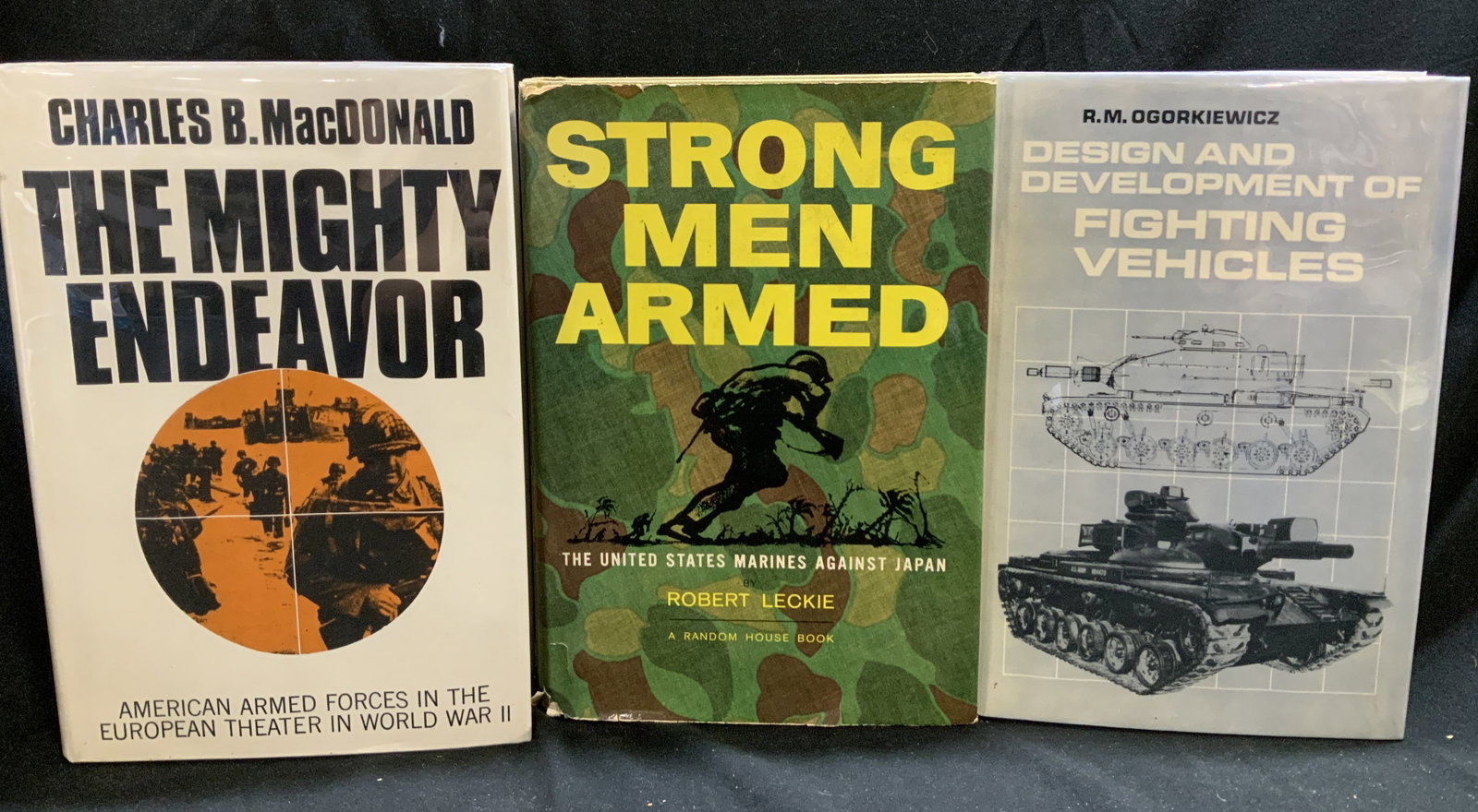 Lot 3 1960s Military History Illustr Books LECKIE+: Lot 3 1960s Military History Illustr Books LECKIE+ Lot includes, Strong Men Armed by Robert Leckie (1962 first printing), The Mighty Endeavor by Charles B. Macdonald (1969) & Design & Development of F