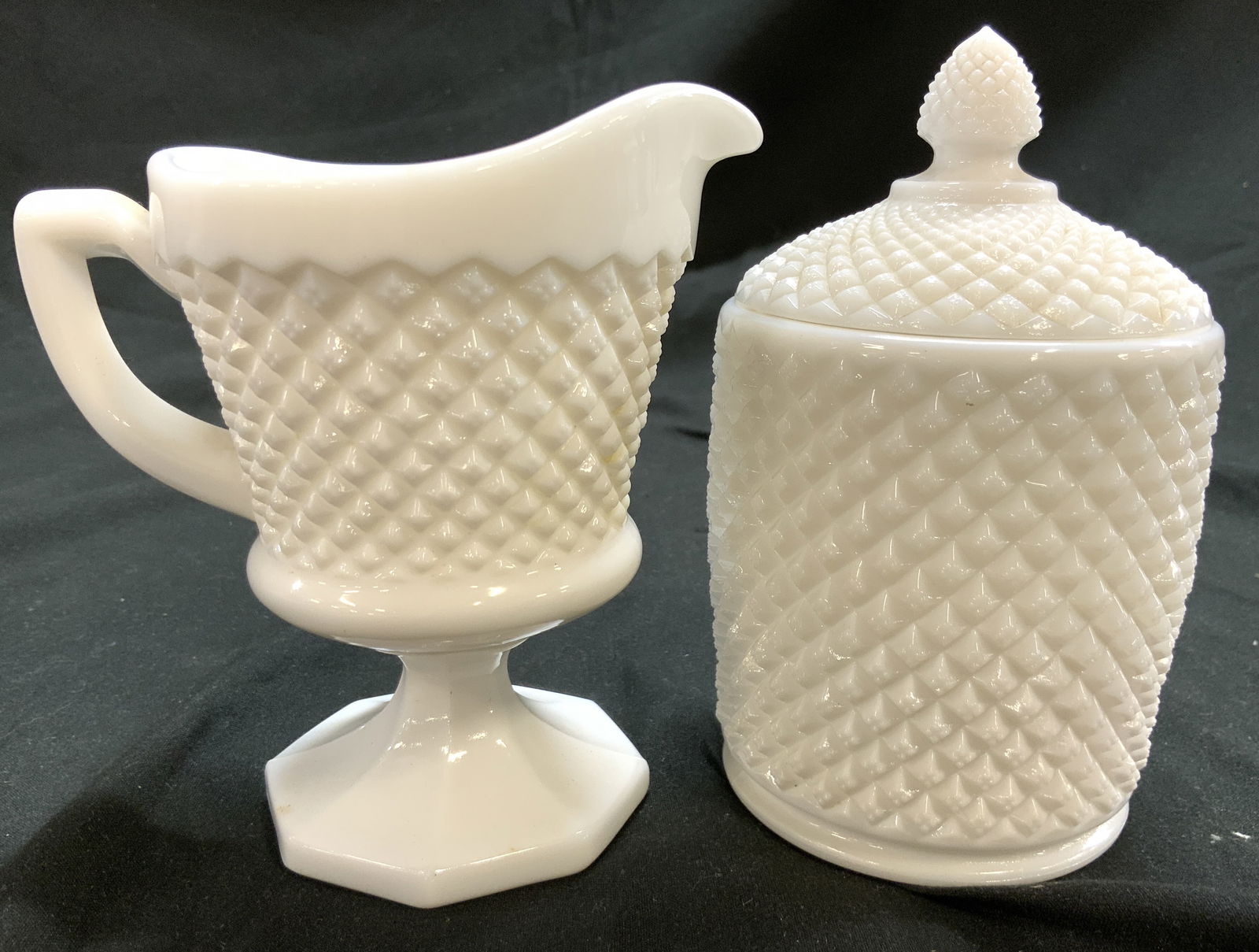 WESTMORELAND Mlk GLS Creamer & Sugar Dish W Lid (1 of 8)