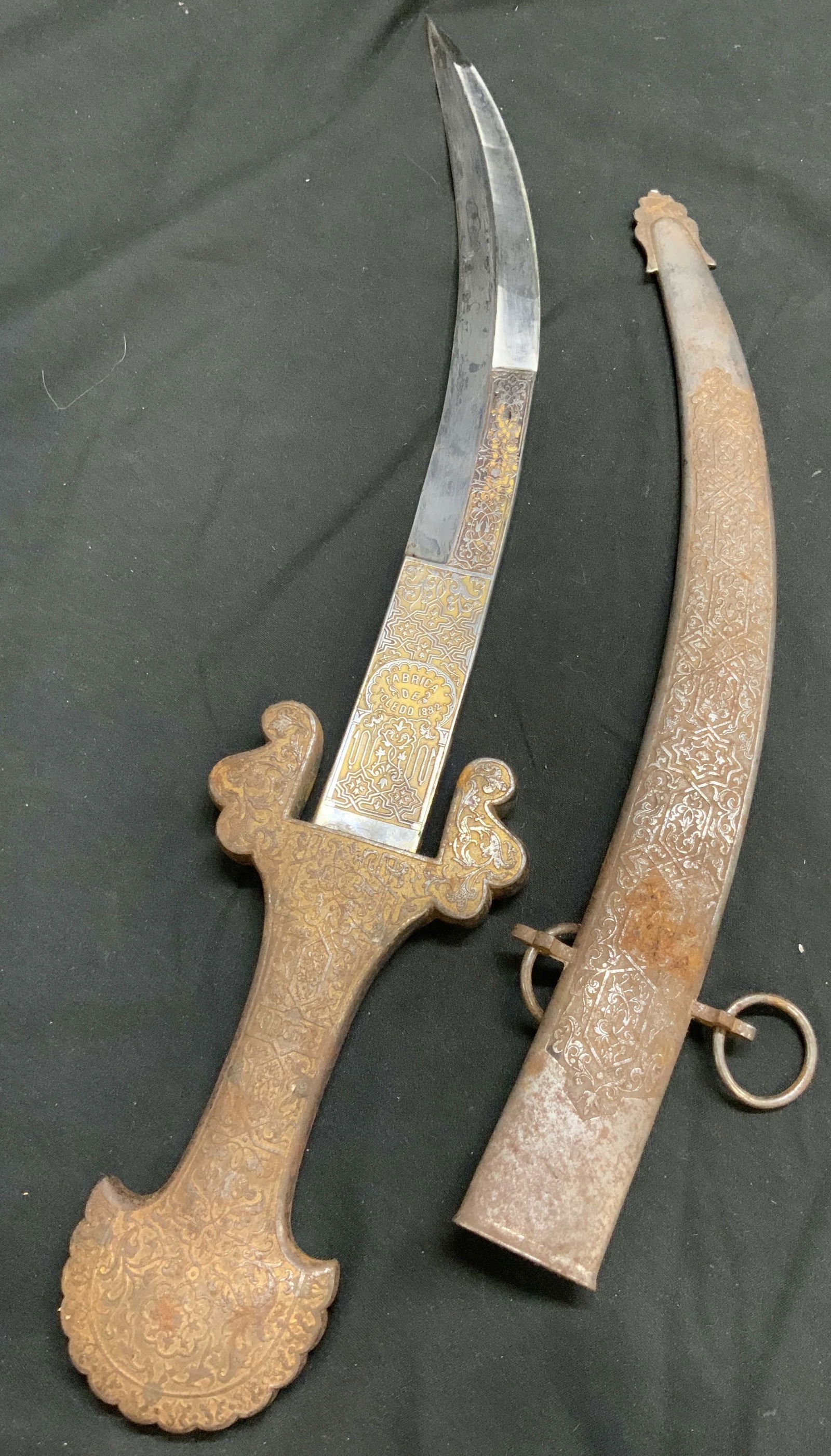 Antq Metal Ceremonial Moroccan Dagger W Scabbard (1 of 8)