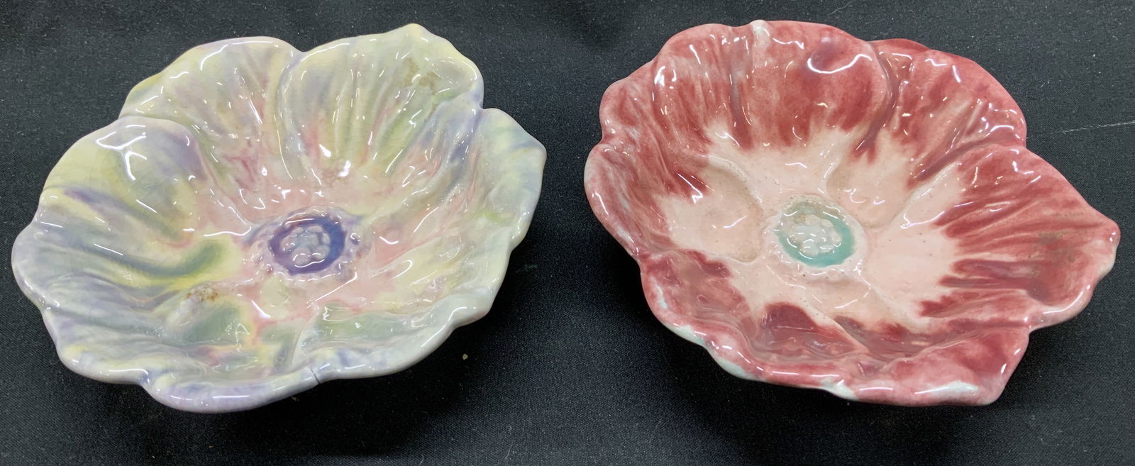Lot 2 Vntg Hand Painted Poppy Trinket Dishes (1 of 7)
