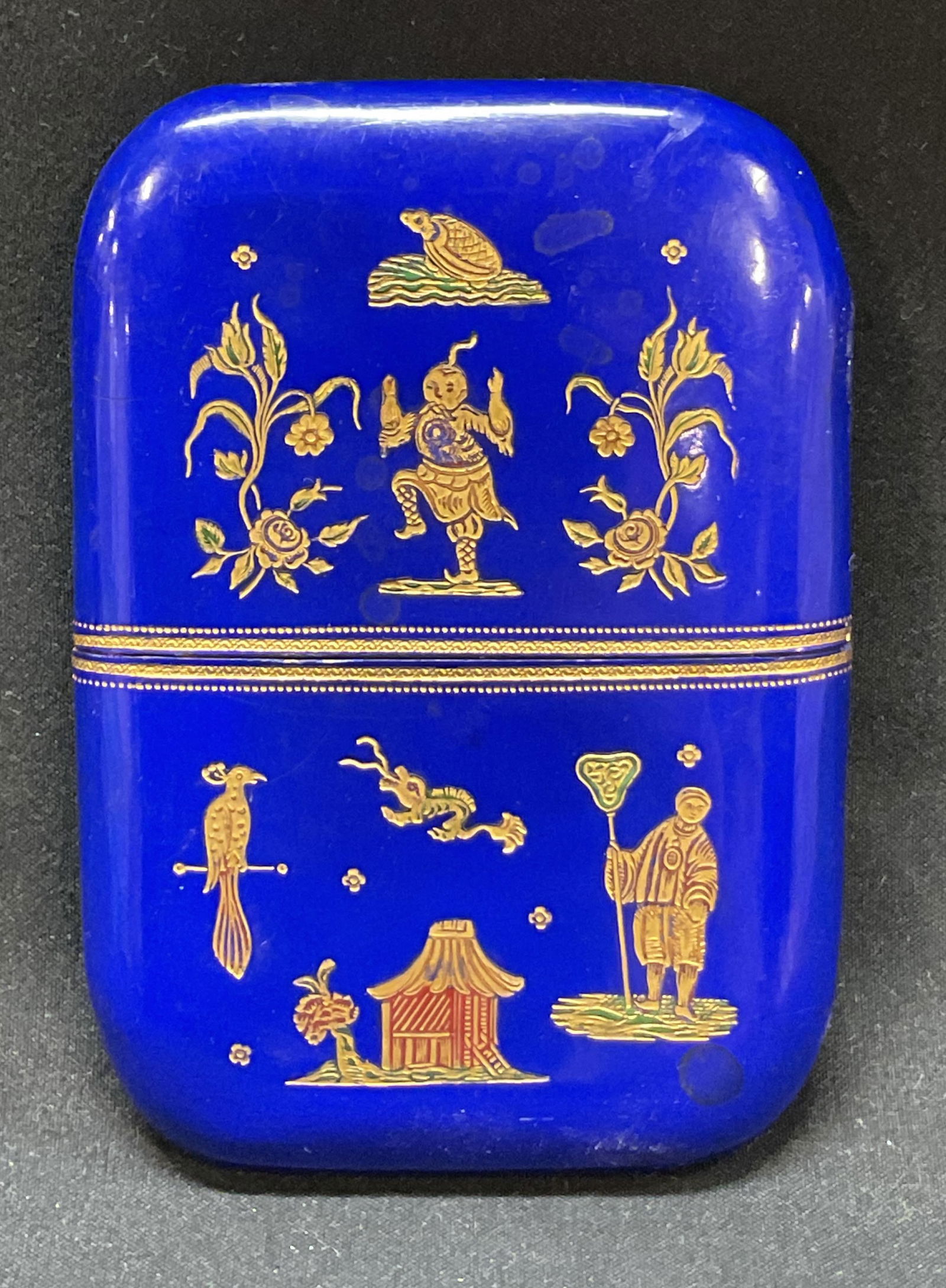 Lacquered Lapis Blue Asian Style Cigarette Case (1 of 7)