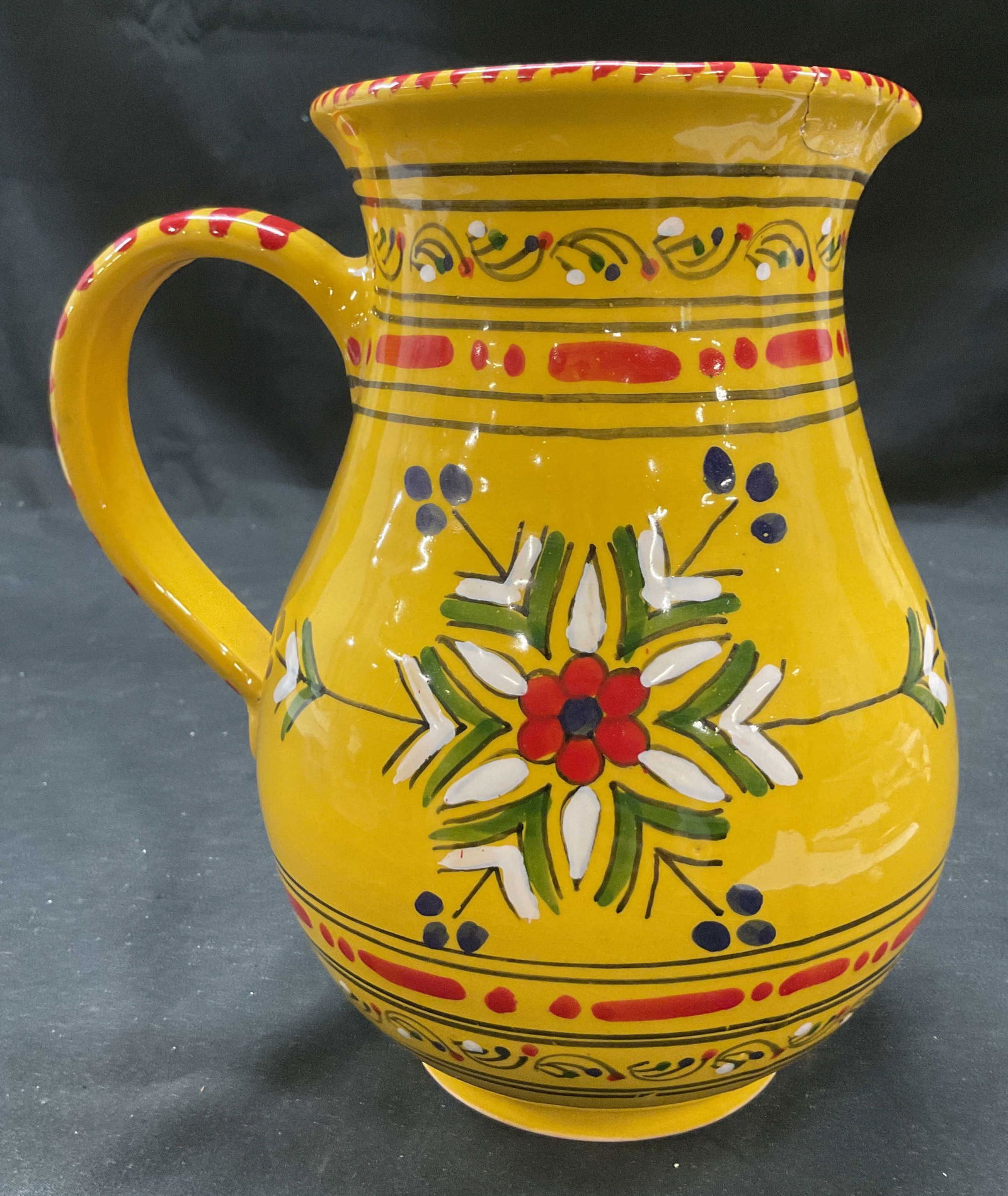 Vtg Le Souk Hand Painted Solena Ceramic Pitcher (1 of 9)