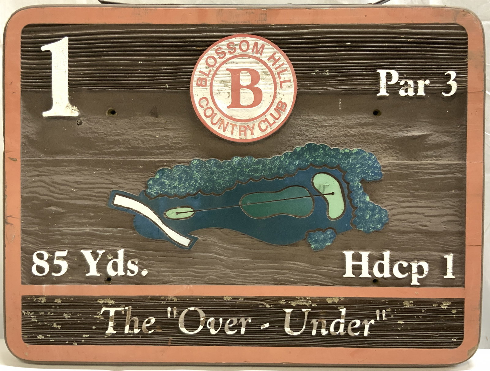 Antq BLOSSOM HILL COUNTRY CLUB Wood Hole Sign (1 of 10)