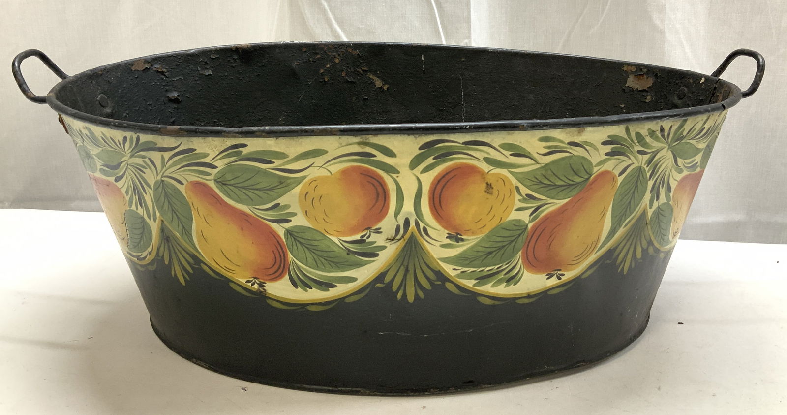 Vntg Hand Painted Fruit Motif Toleware Planter (1 of 6)