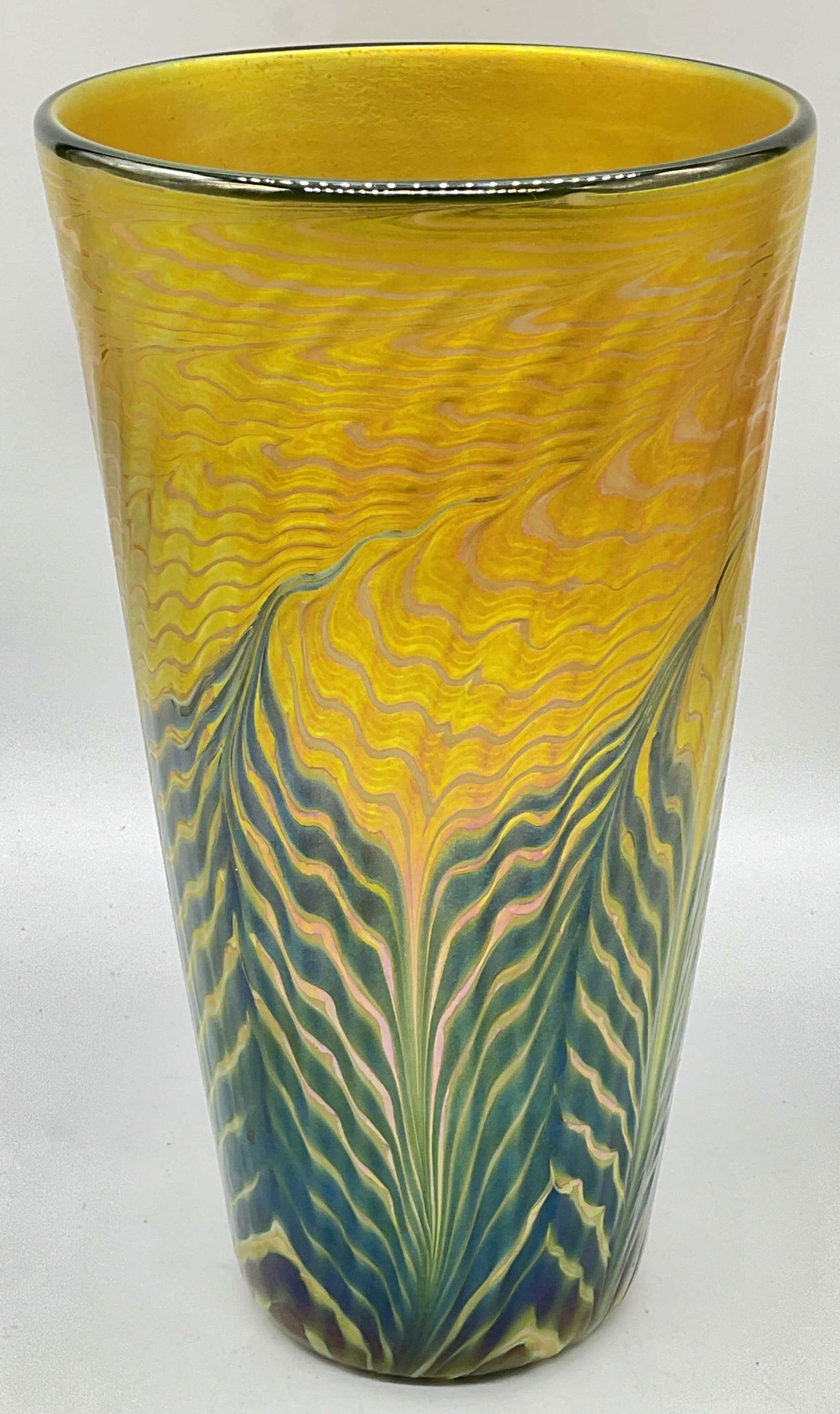 Lundberg Moire Fern Art Glass Vase 1997 (1 of 8)