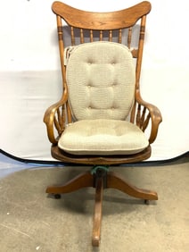 Vintage Wooden Office Chair On Casters