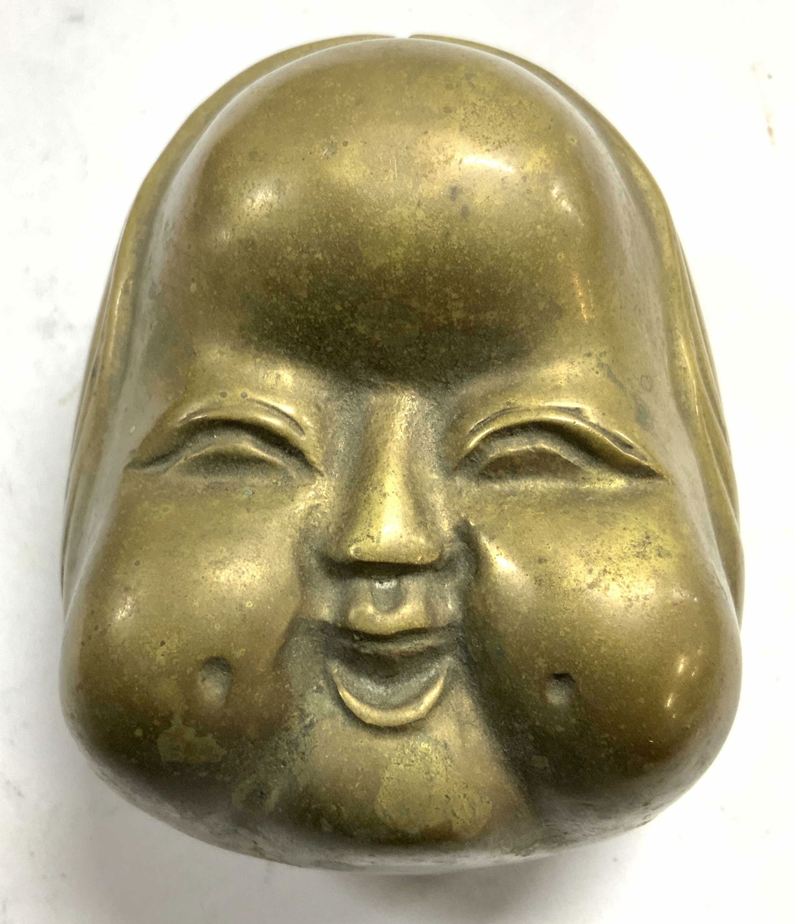 Vntg Brass Buddha Head Trinket Box w Lid (1 of 9)