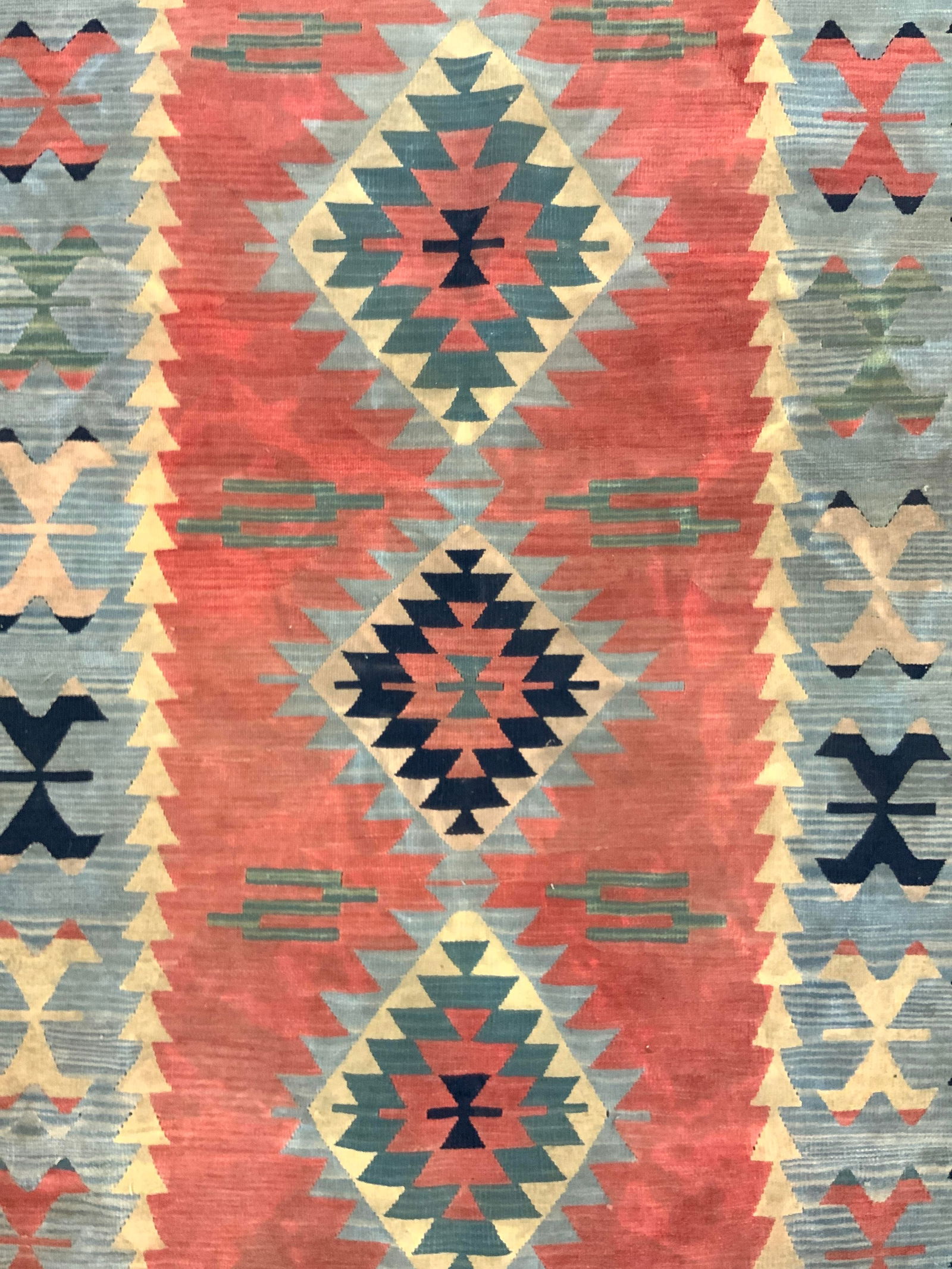 Vintage Handmade Fringed Flatweave Wool Rug (1 of 8)