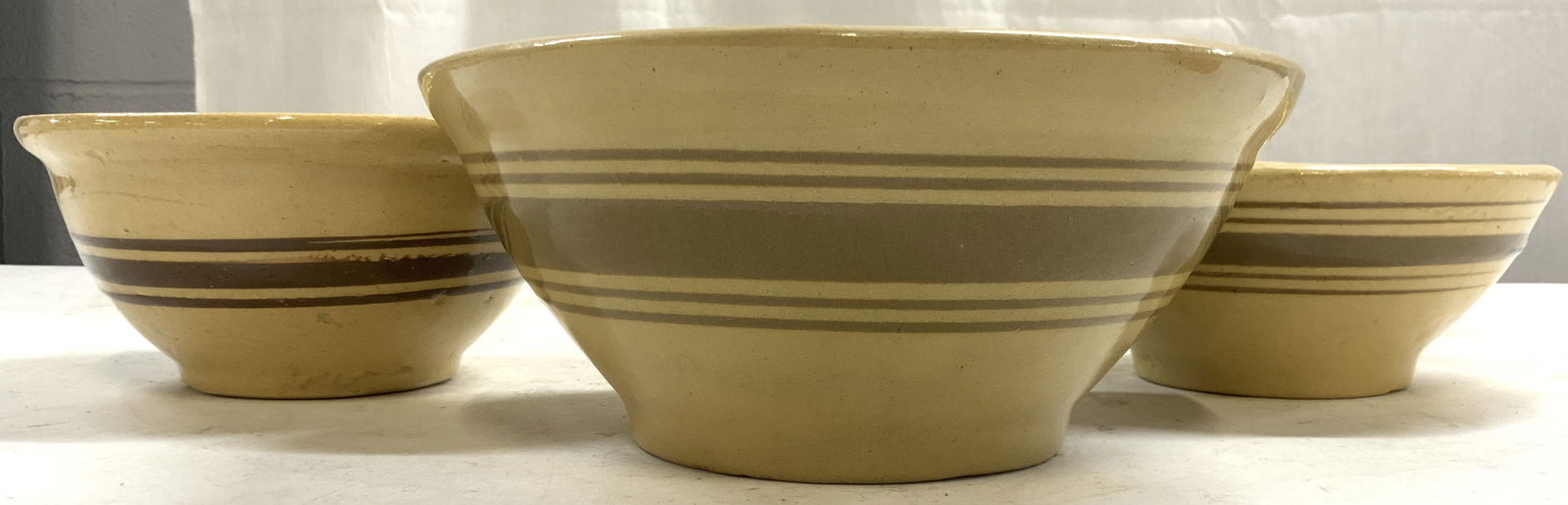 3 Antique Yellow Ware Stoneware Bowls (1 of 8)