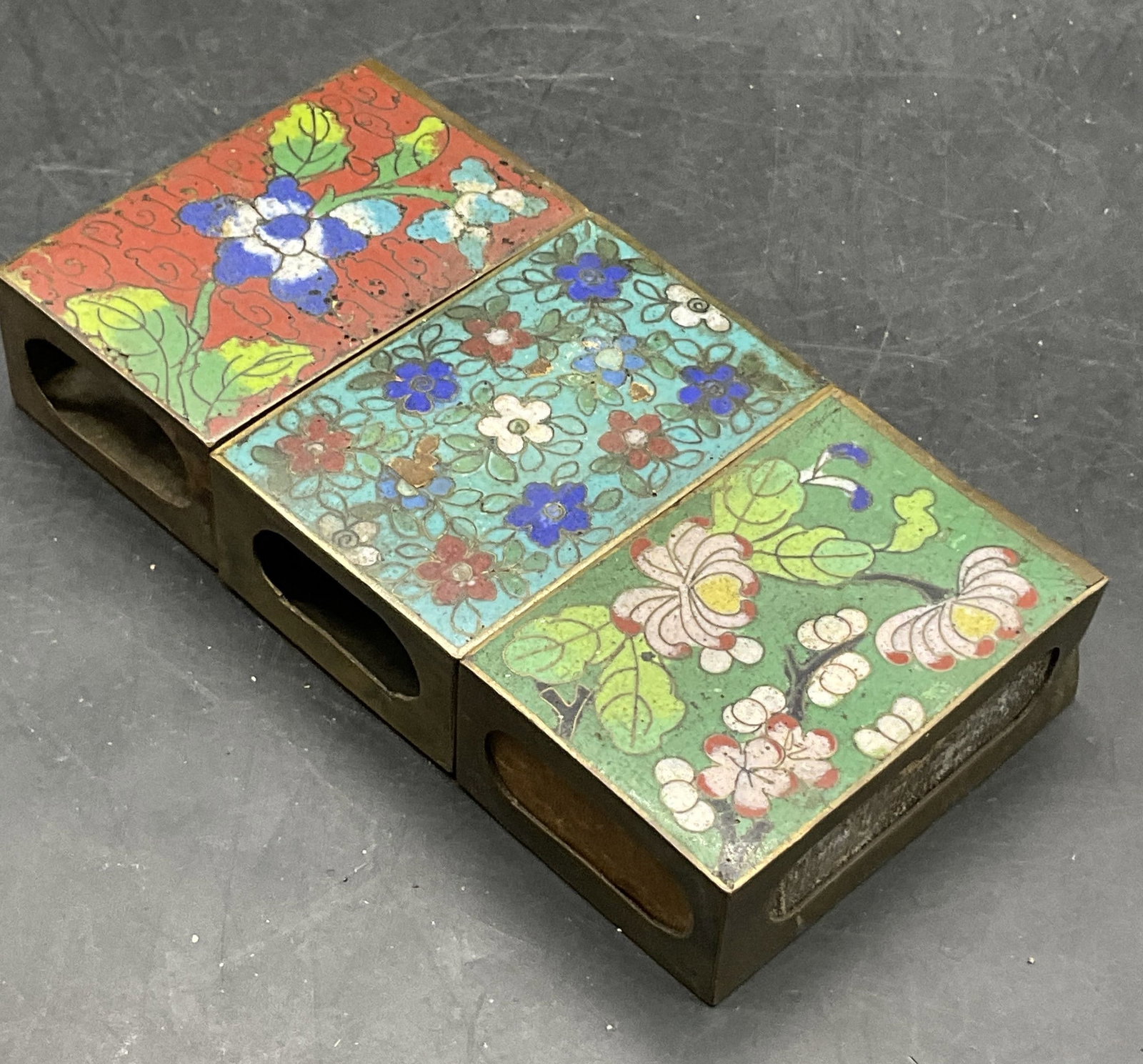 3 Vintage Floral Motif Cloisonne Matchbox Holders (1 of 9)