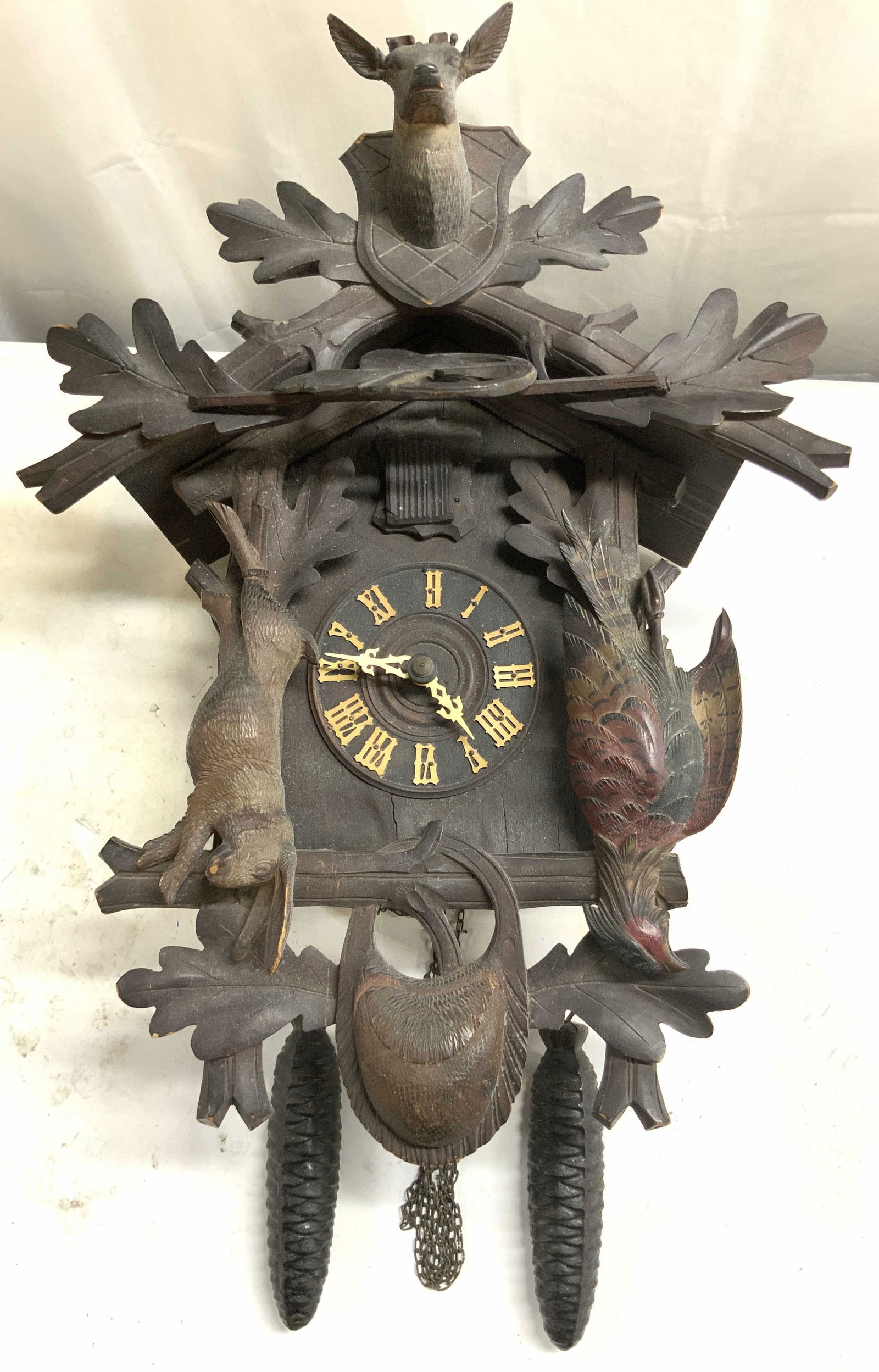 Antq HUBERT HERR Carved Wood Cuckoo Clock GERMANY (1 of 11)