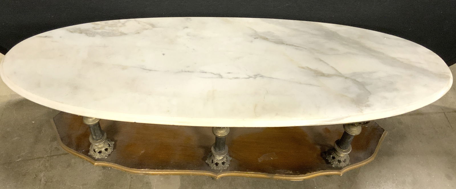 Vntg French Marble Top Brass&Wood Foot Coffee Table (1 of 8)