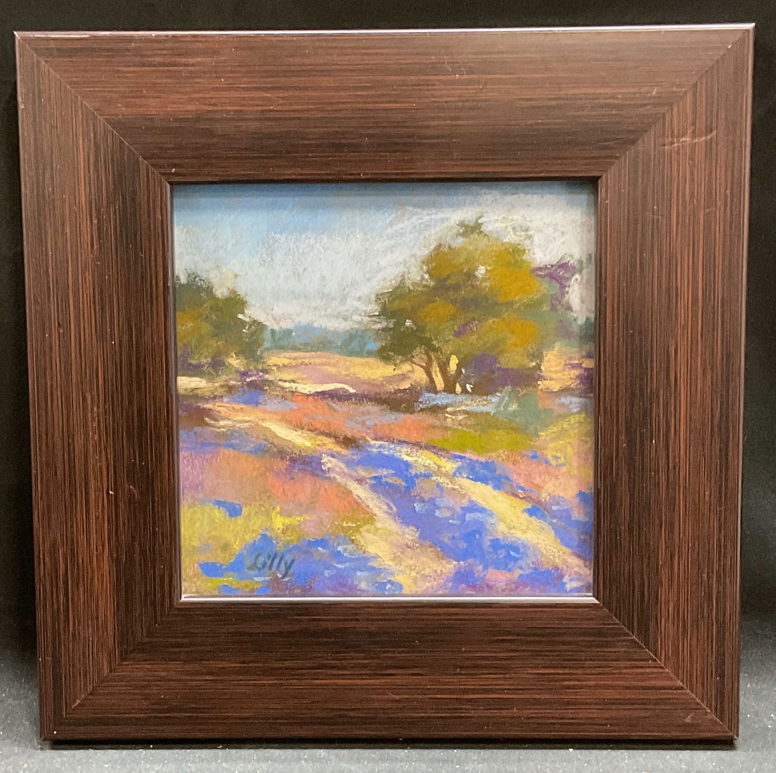 Signed Lilly Pastoral Landscape Pastel Drawing (1 of 6)