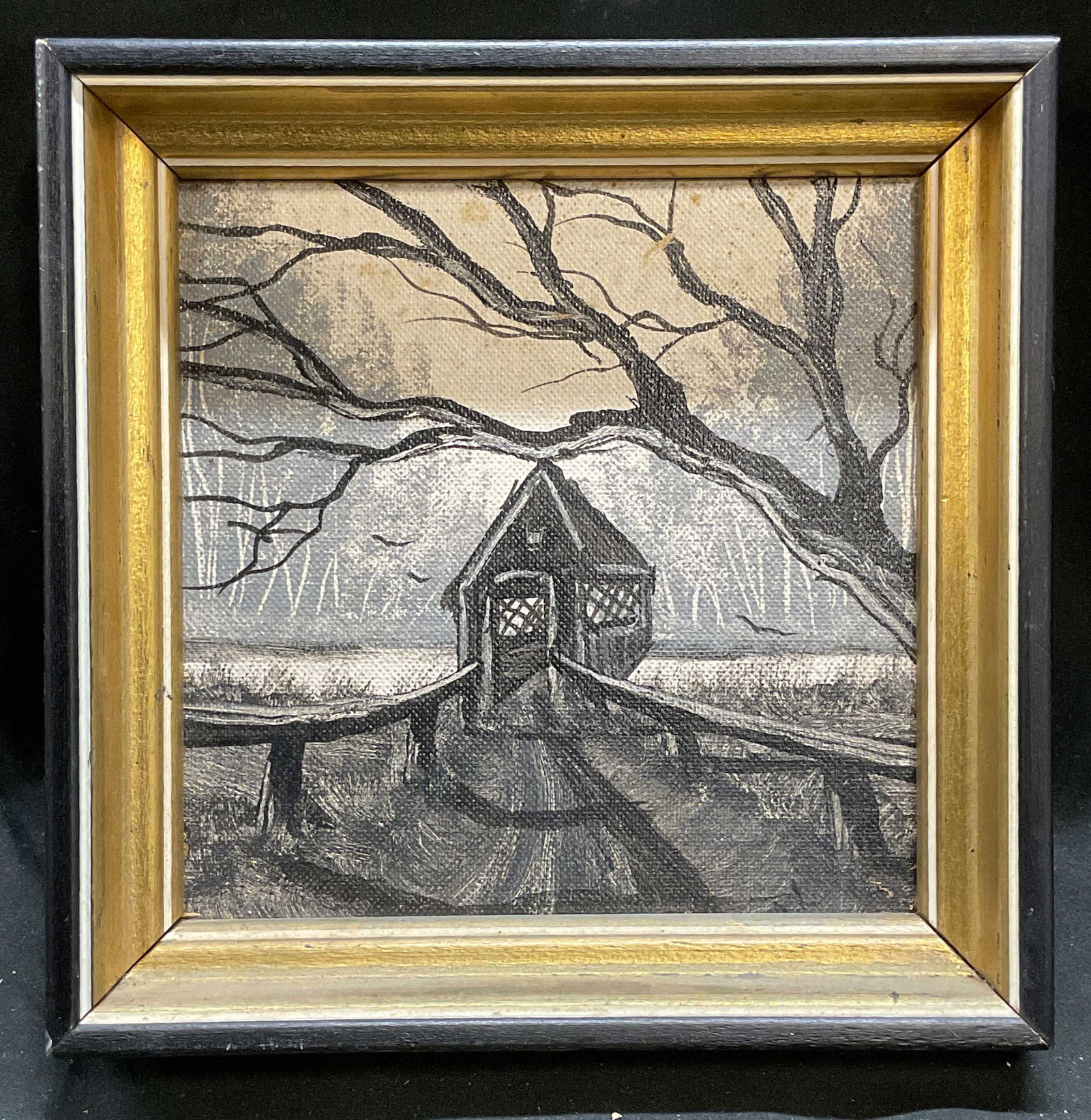 Signed Joseph Lord Covered Bridge Oil Painting (1 of 6)