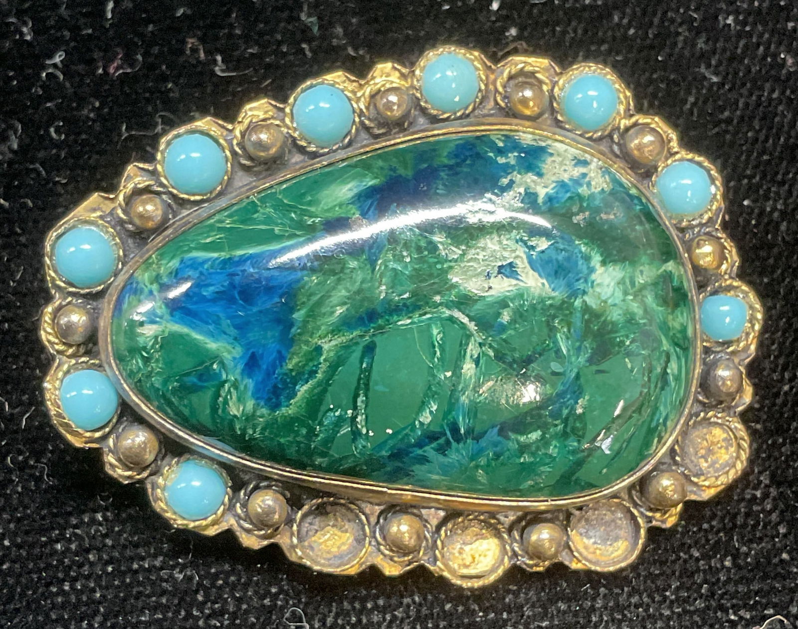 Vintage Sterling Silver Semiprecious Brooch Israel (1 of 6)