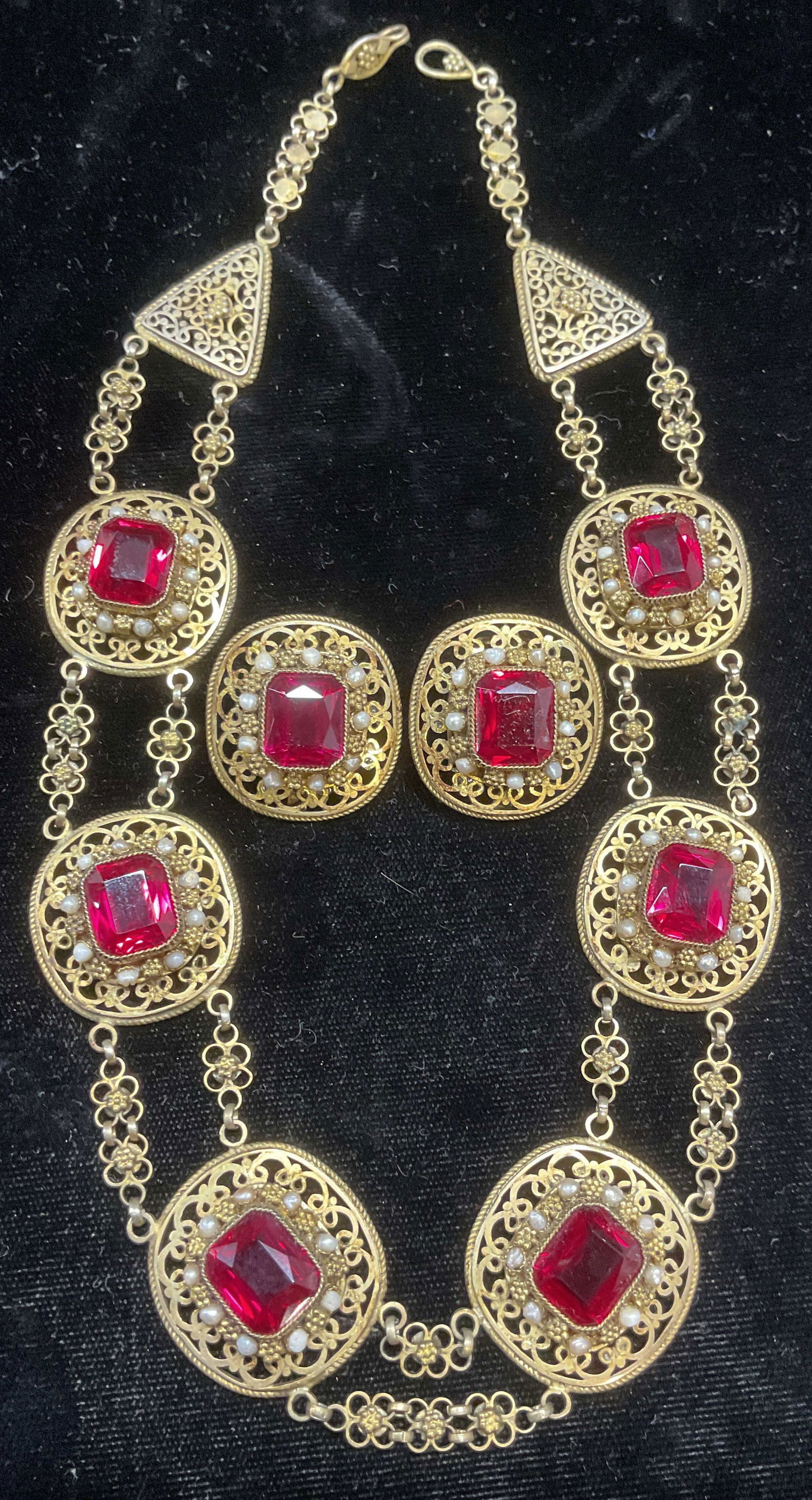 2 Sterling Silver Ruby Pearl Necklace & Earrings (1 of 8)
