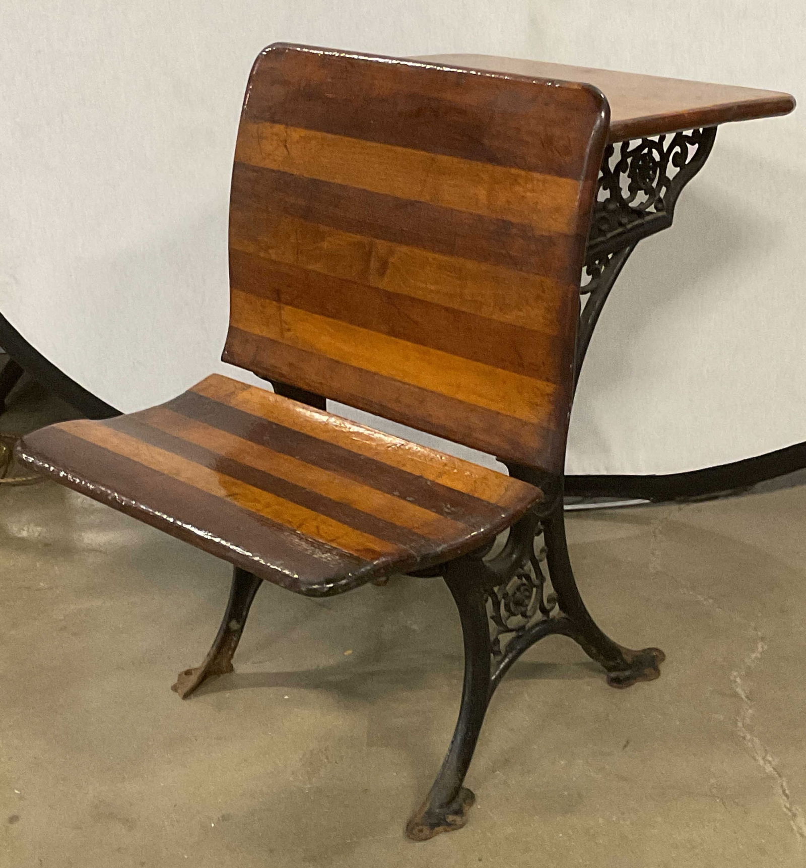 Antique Wood & Iron Childrens Desk Bench (1 of 8)