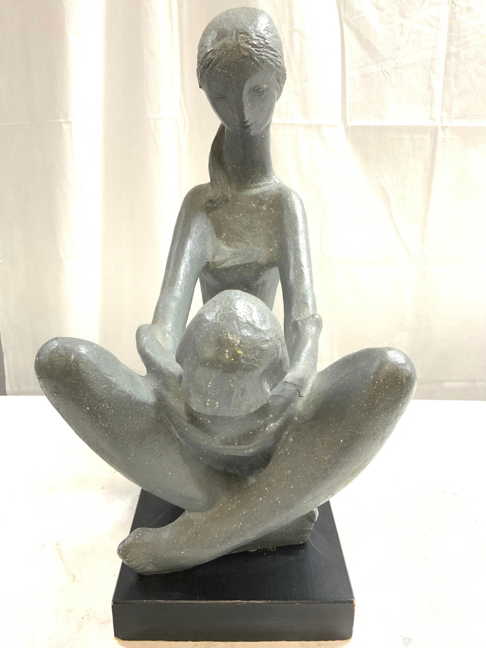 KATHY KLEIN AUSTIN PROD Vtg GENERATIONS Sculp 1970: Signed AUSTIN PROD 1970, design appears to be by KATHY KLEIN (No additional visual markings). Sculpture is vintage. Piece appears to be ceramic possibly painted plaster. Depicts a seated female nude f