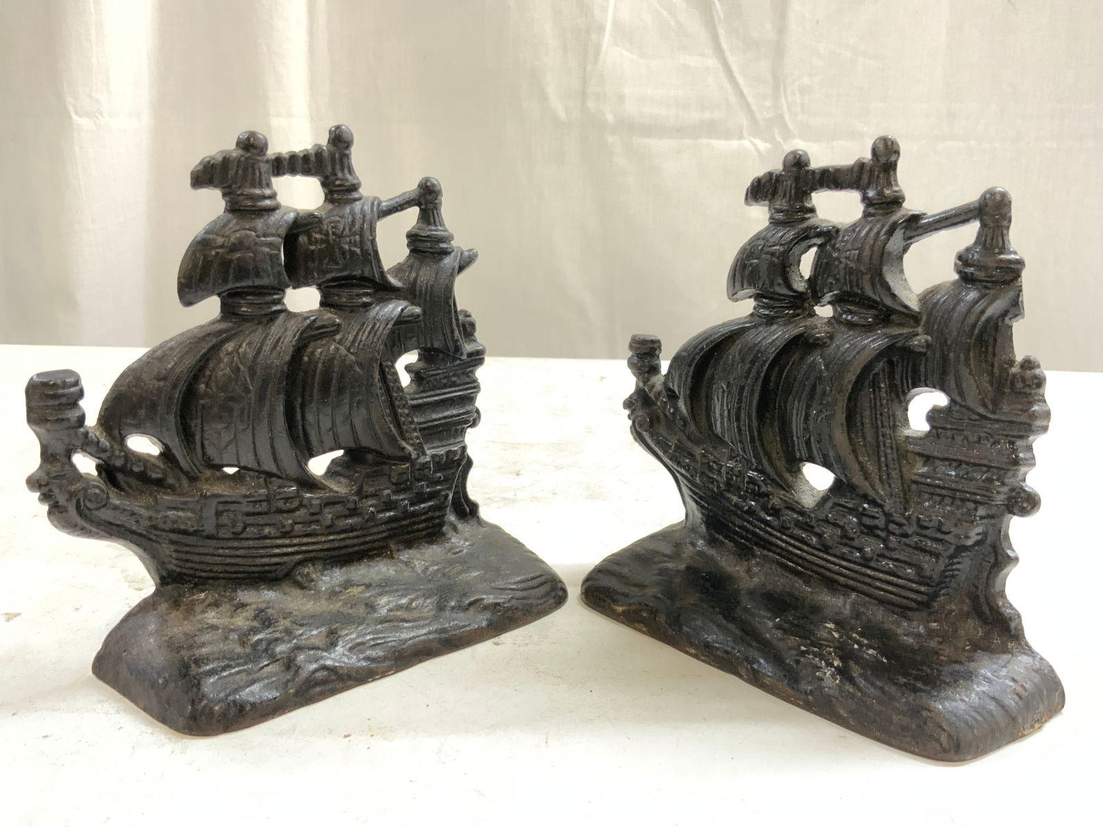 Antq Pr Wrought Iron Spanish Galleon Ship Bookends (1 of 8)