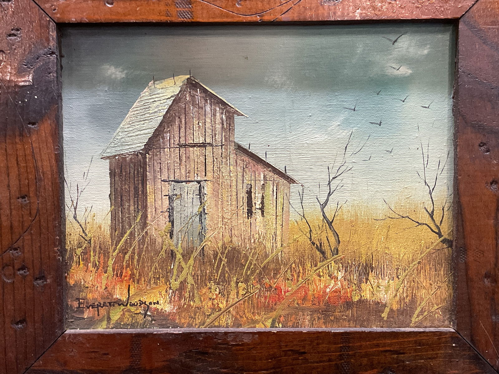Signed Everett Woodson Barn Oil Painting (1 of 6)
