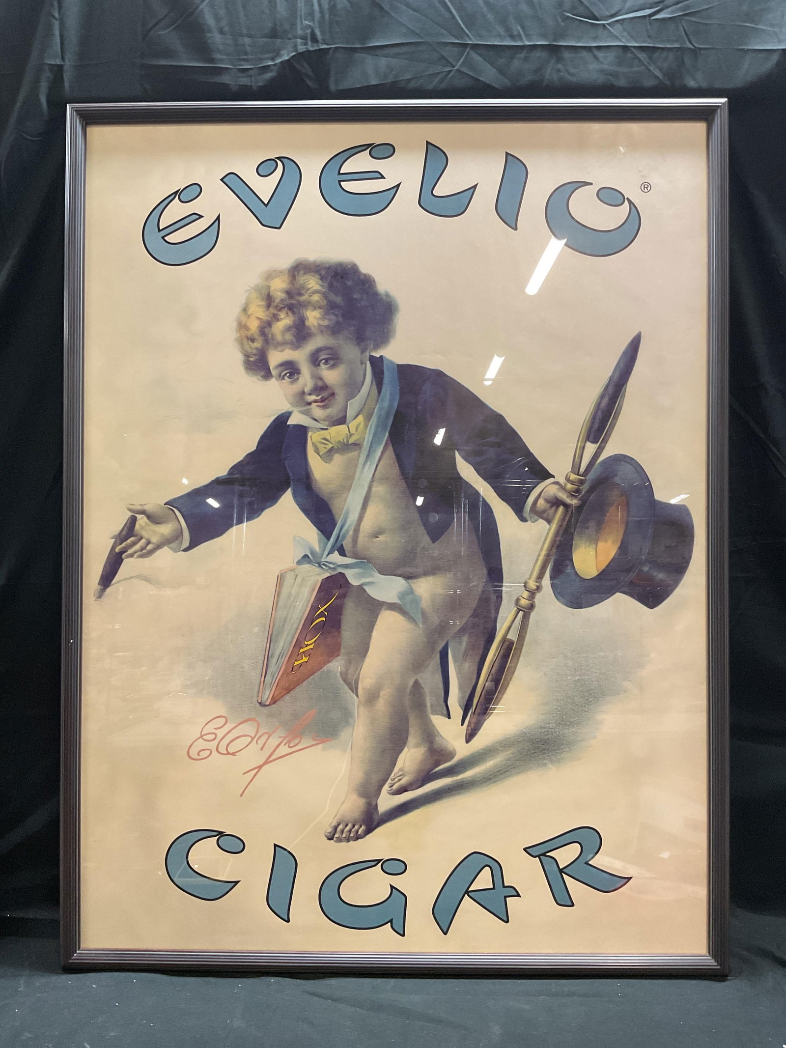 1920s Evelio Cigar Litho Advertising Poster 41.5in (1 of 6)