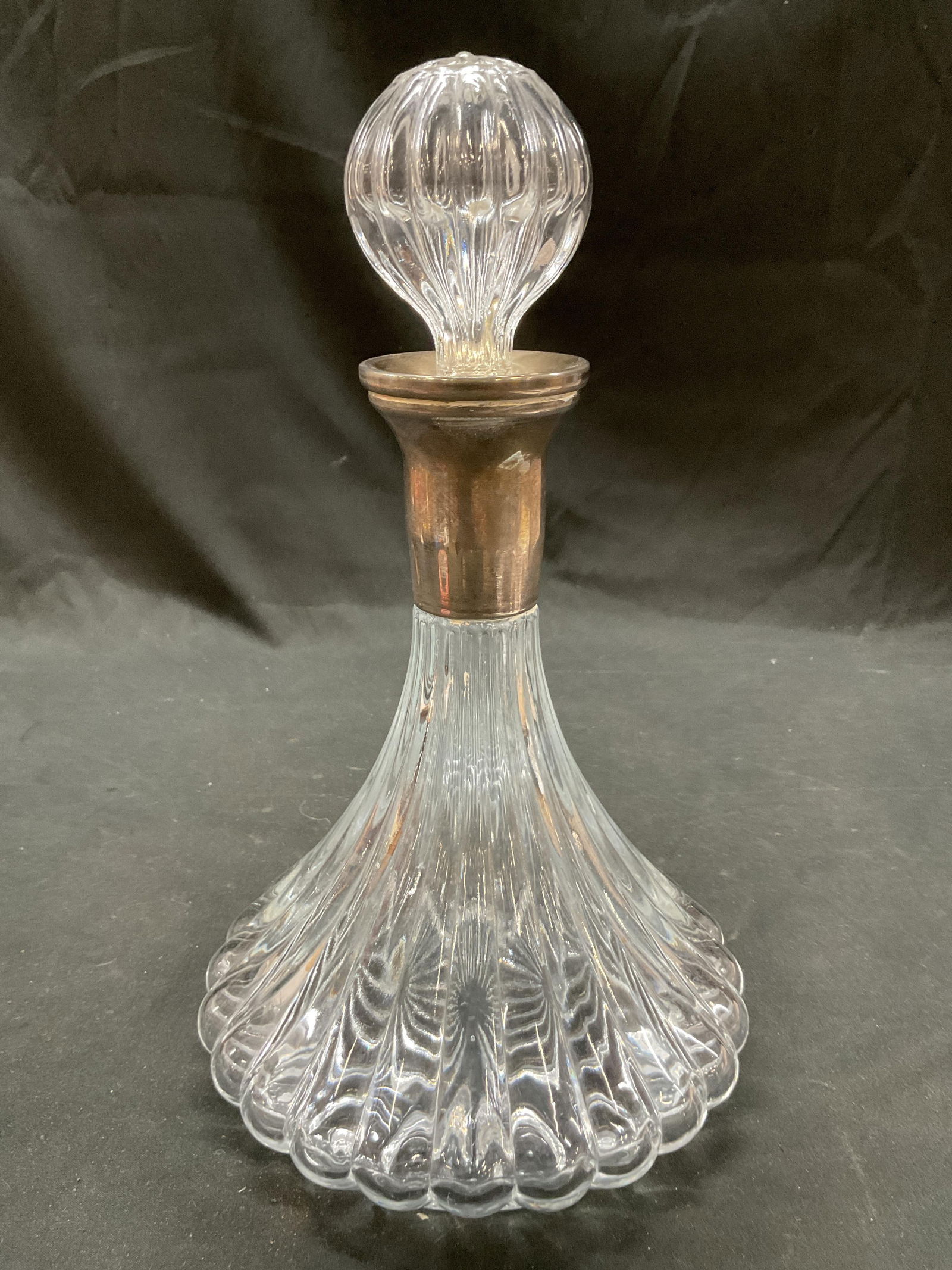 Vtg MCM Glass Silver Plated Collar Decanter (1 of 10)