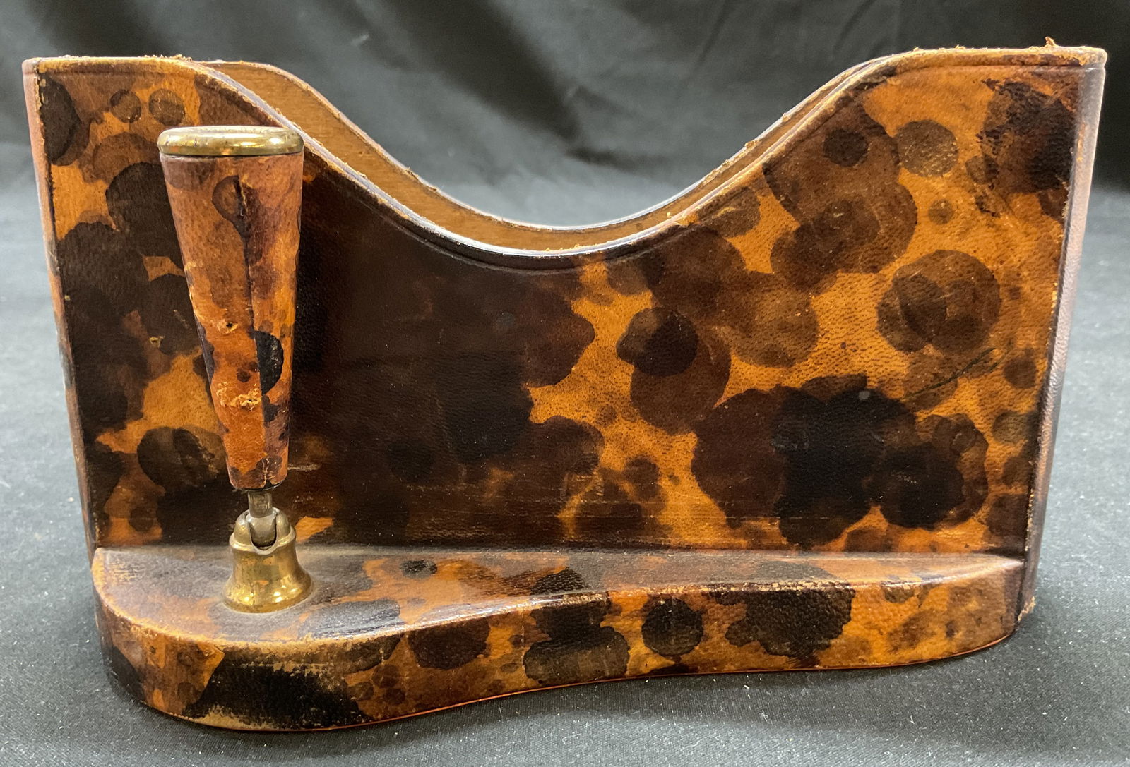 Atq Wood Leather Hand Painted Desk Organizer Italy (1 of 9)