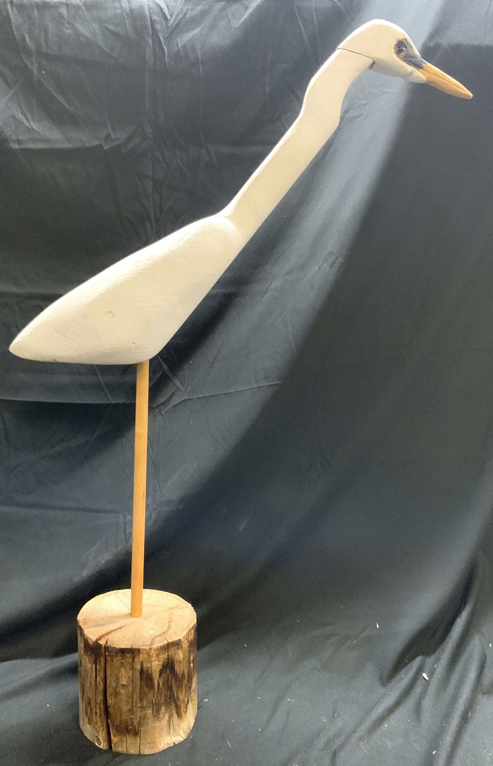 TVB Vntg Hand Crafted Wooden Heron Statue 36in USA (1 of 8)