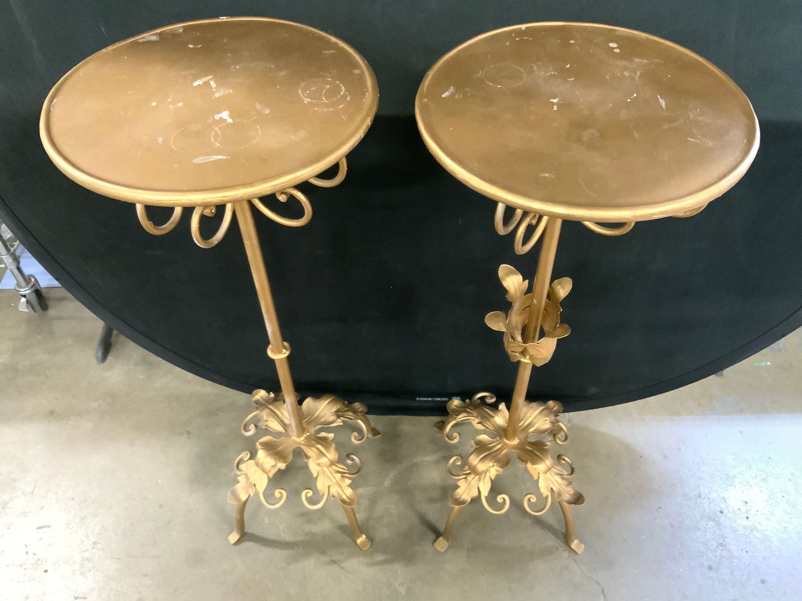 Pr Vtg Metal Plant Stands W Gilt Finishes 3ft (1 of 8)