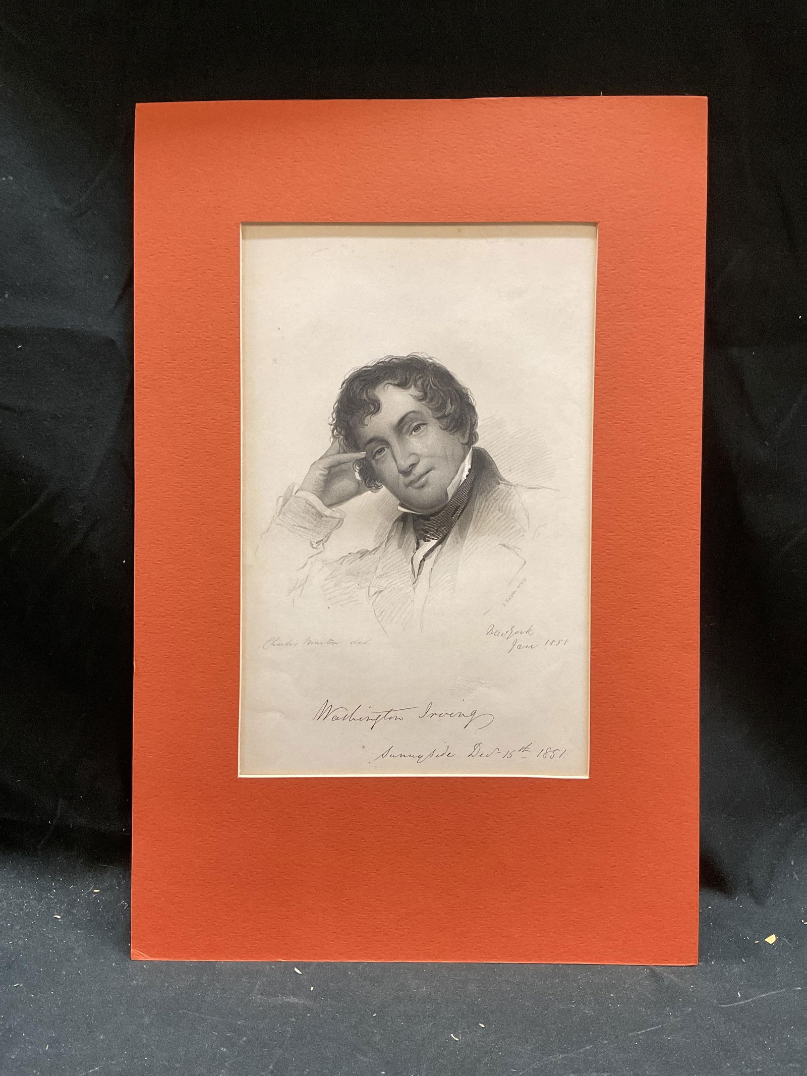Antique Washington Irving Stipple Engraving 1851 (1 of 6)