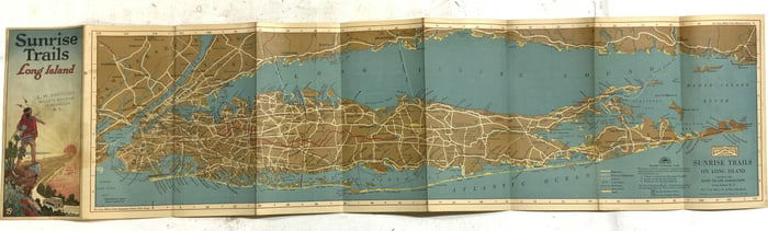 3ft Antique Sunrise Trails Long Island Map 1926