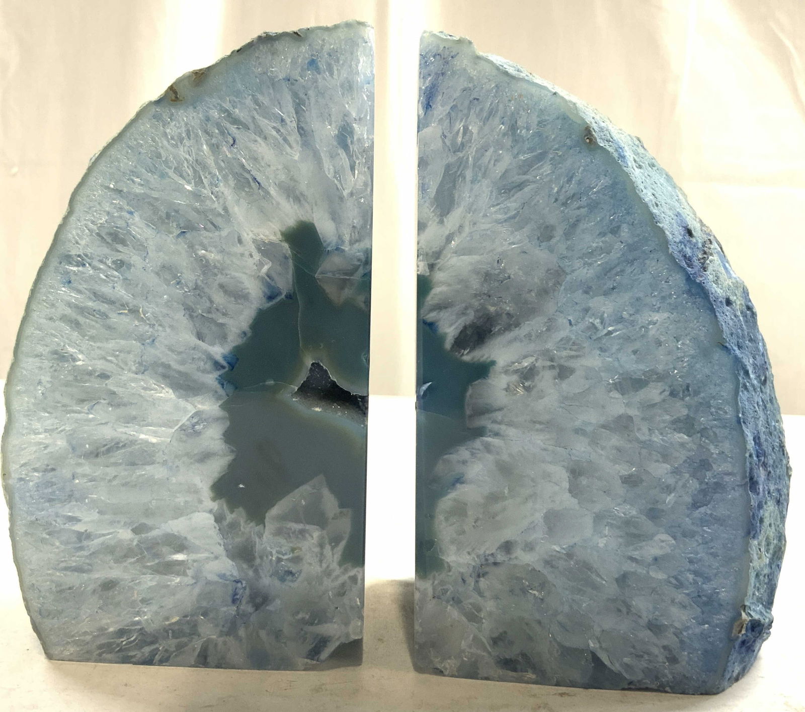 Pr Blue Druzy Geode Semiprecious Bookends BRAZIL (1 of 8)