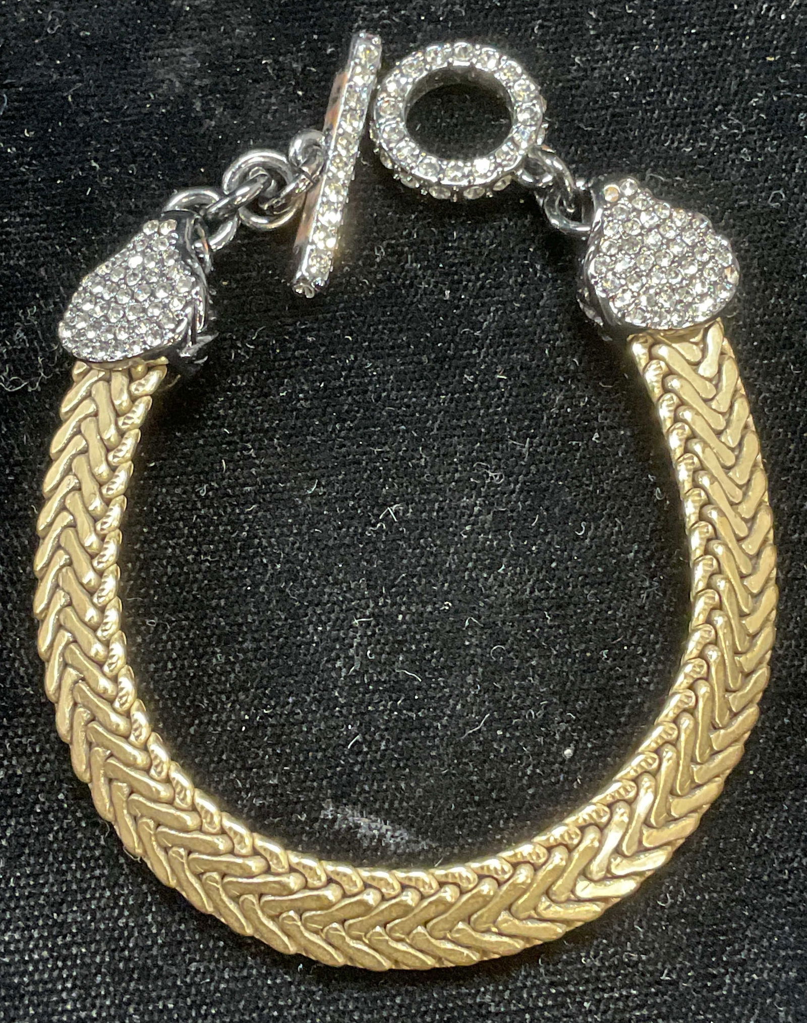 Vtg Gold & Silver Tone Crystal Chain Bracelet (1 of 6)