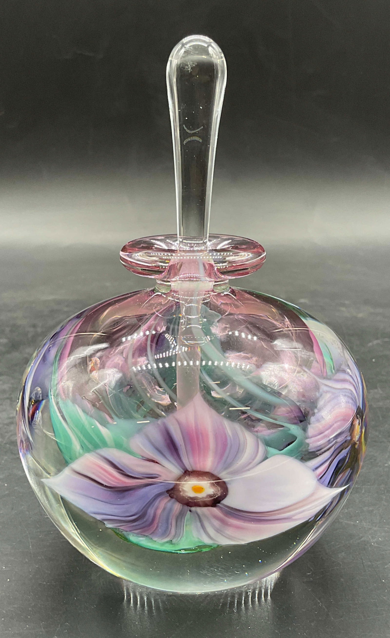 Vtg Mary Angus Art Glass Flower Perfume Bottle1988 (1 of 6)