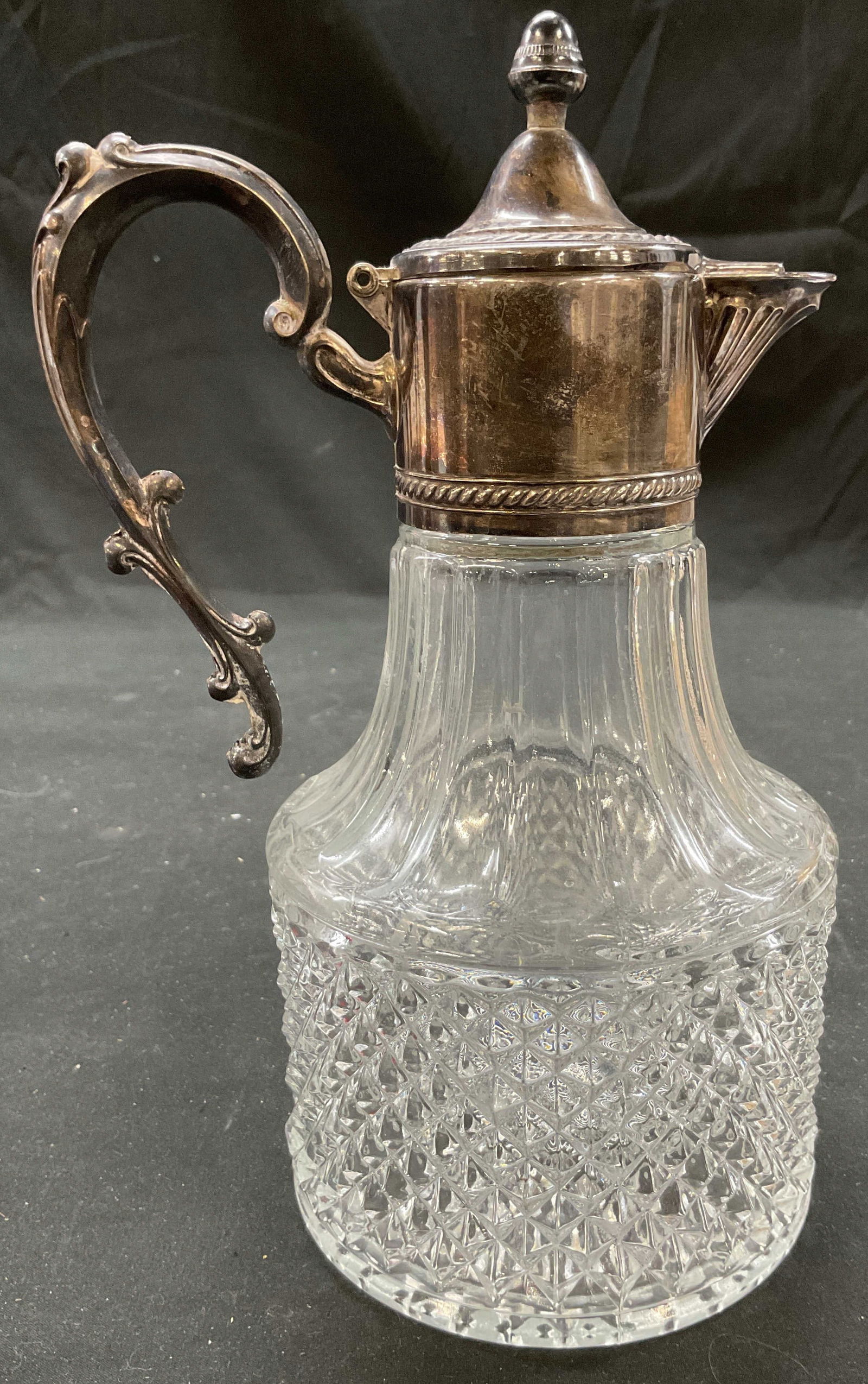 Vtg Glass Crystal Silver Plated Lid Decanter Italy (1 of 11)