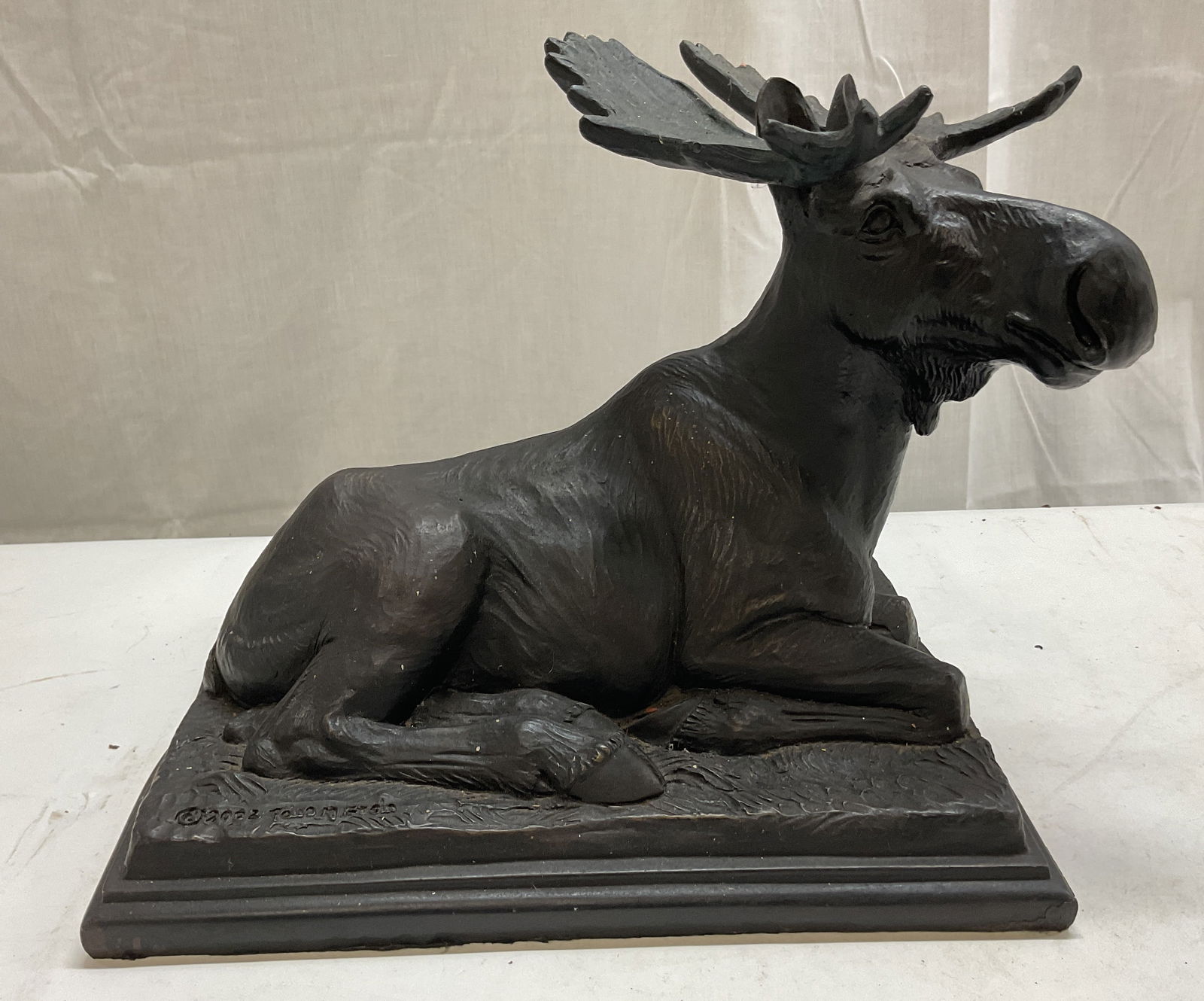Vtg 2002 Signed Telle M. Stein Bronze Moose Statue (1 of 9)