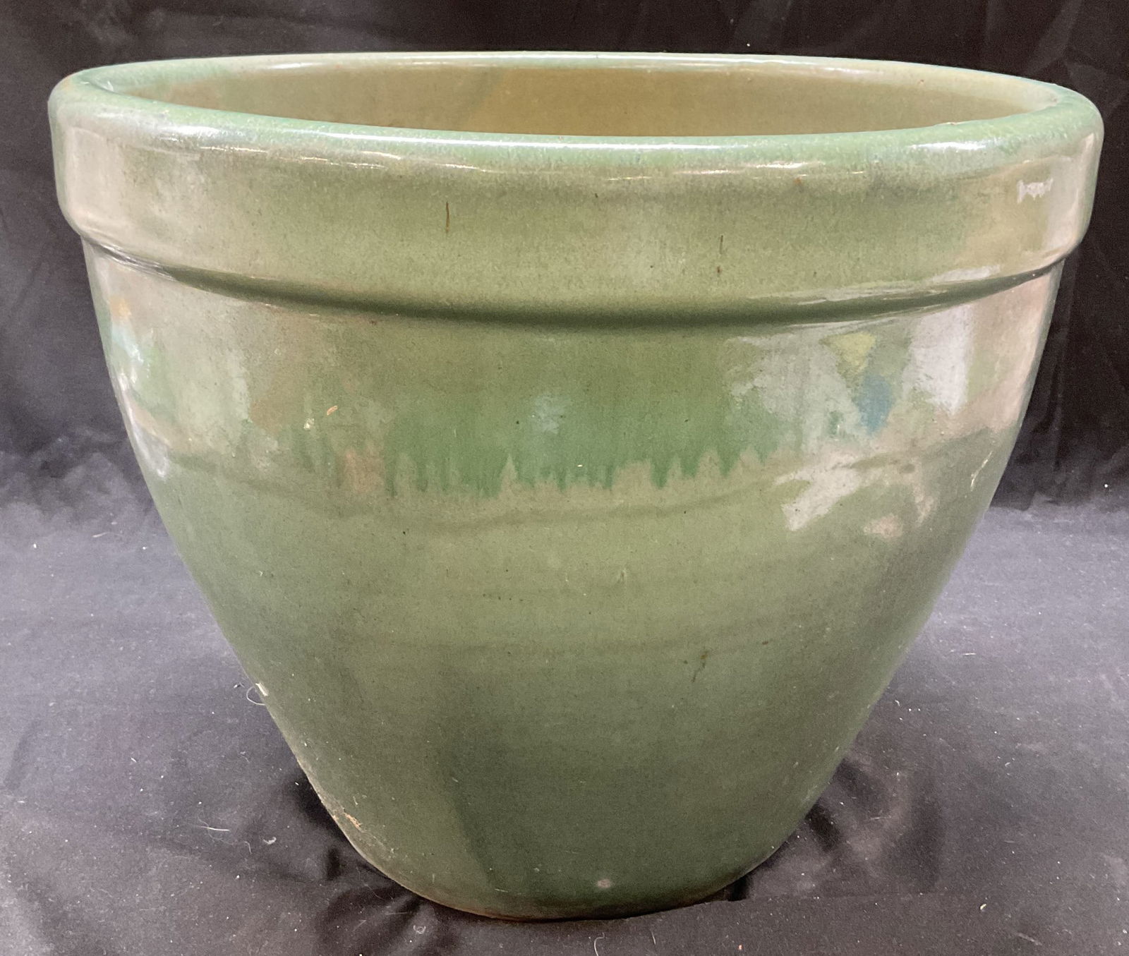 Vtg Green Glazed Clay Ceramic Planter Pot (1 of 10)