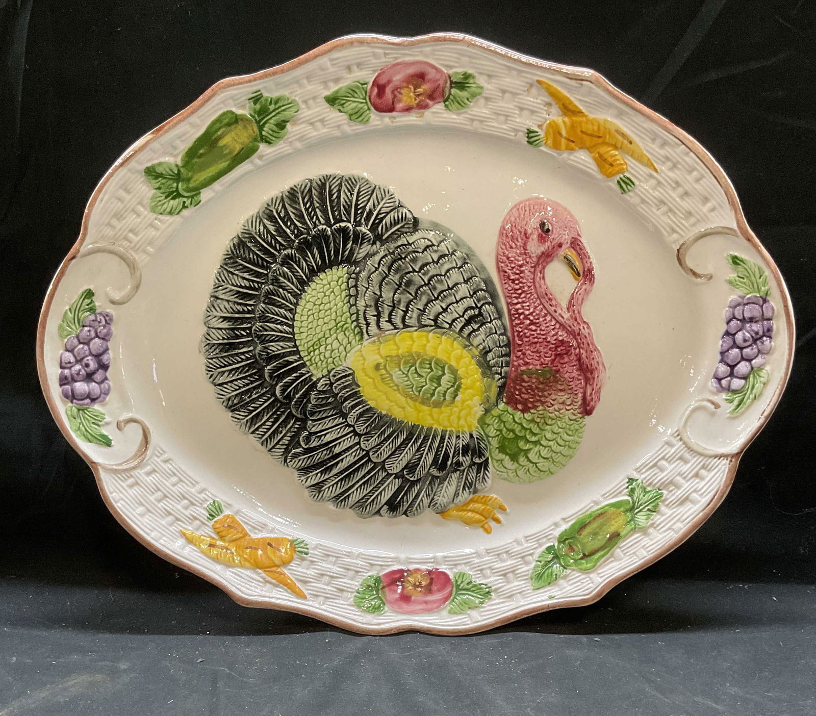 Vintage MCM California Pottery Turkey Platter USA (1 of 7)